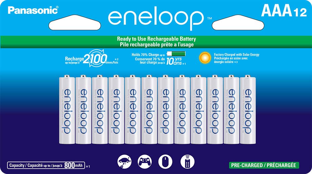 Panasonic Eneloop BK-4MCCA12FA AAA & BK-3MCCA4BA AA Rechargeable Batteries - 2100 Cycles Ni-MH Pre-Charged, 4-Pack for Cameras, Flashlights, Toys & Electronics