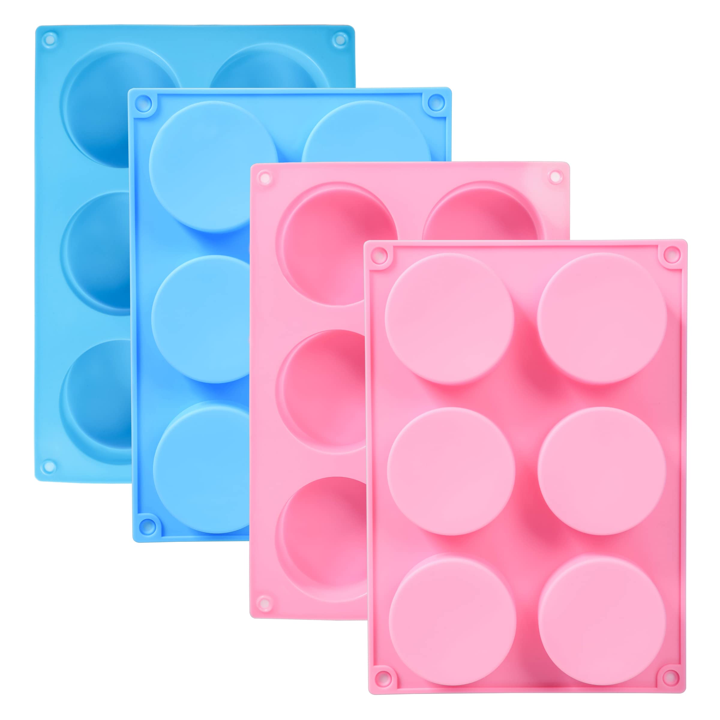 TDHDIKE 4-Piece Silicone Round Cylinder Candy & Chocolate Molds Set - Reusable Baking Molds for Chocolate Covered Treats, Cupcakes, Candies, Puddings & Mini Soap Making (Blue/Pink) - Perfect for Home Baking, Party Desserts & DIY Crafts