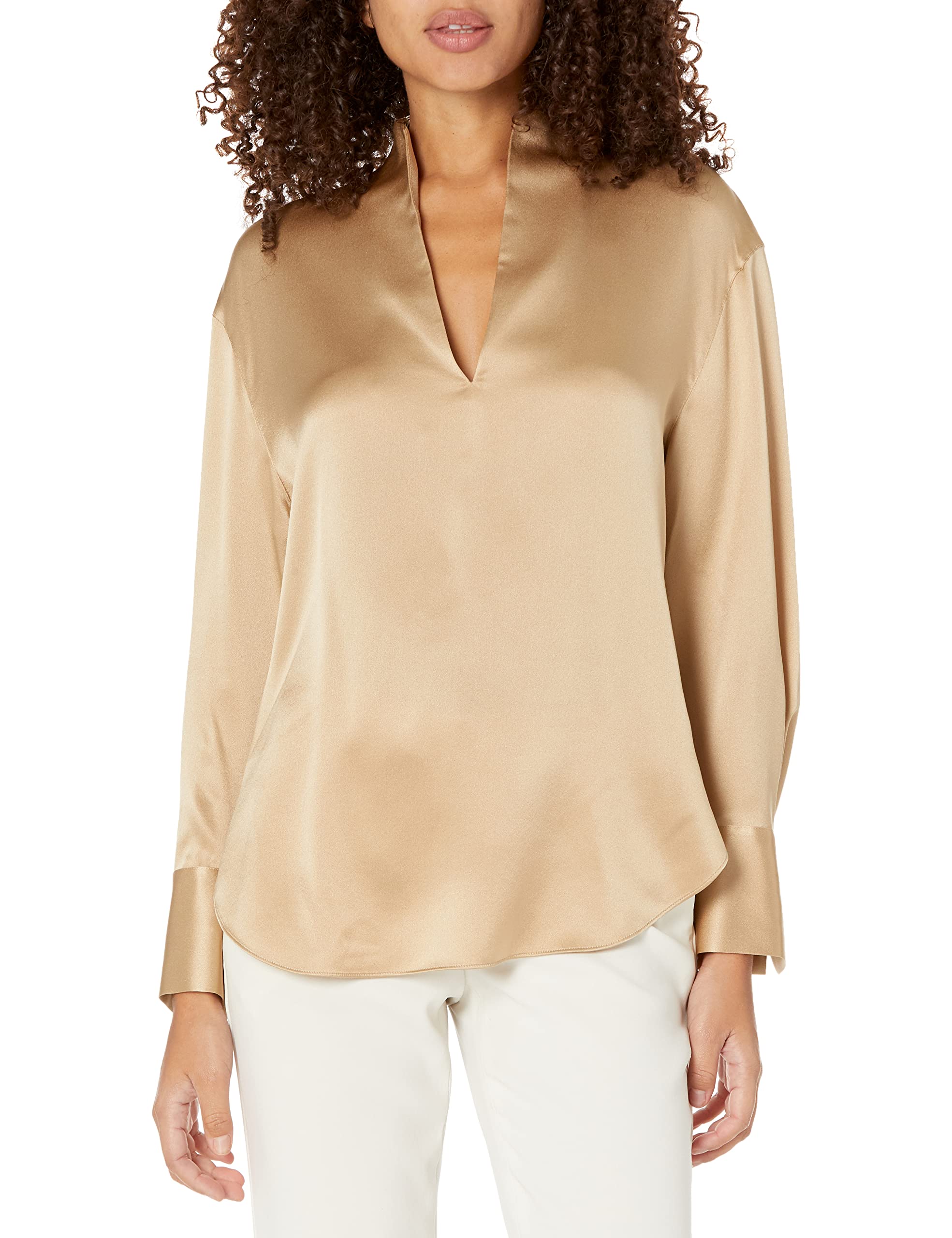 Vince Women's Long Sleeve Slit Neck Blouse - Elegant Office & Party Tops for Work & Evening Events