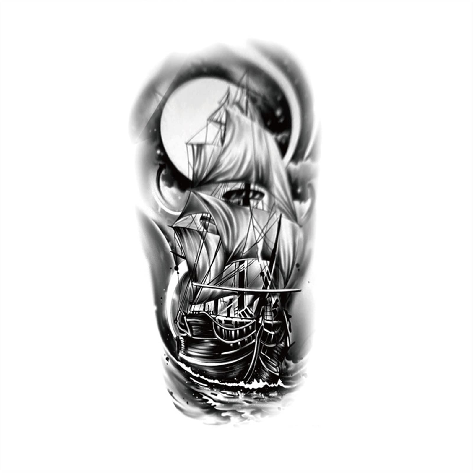 Howling Wolf Moon Temporary Tattoo Stickers - Waterproof Animal Tattoos for Men (5pcs) - Perfect for Halloween, Cosplay & Body Art