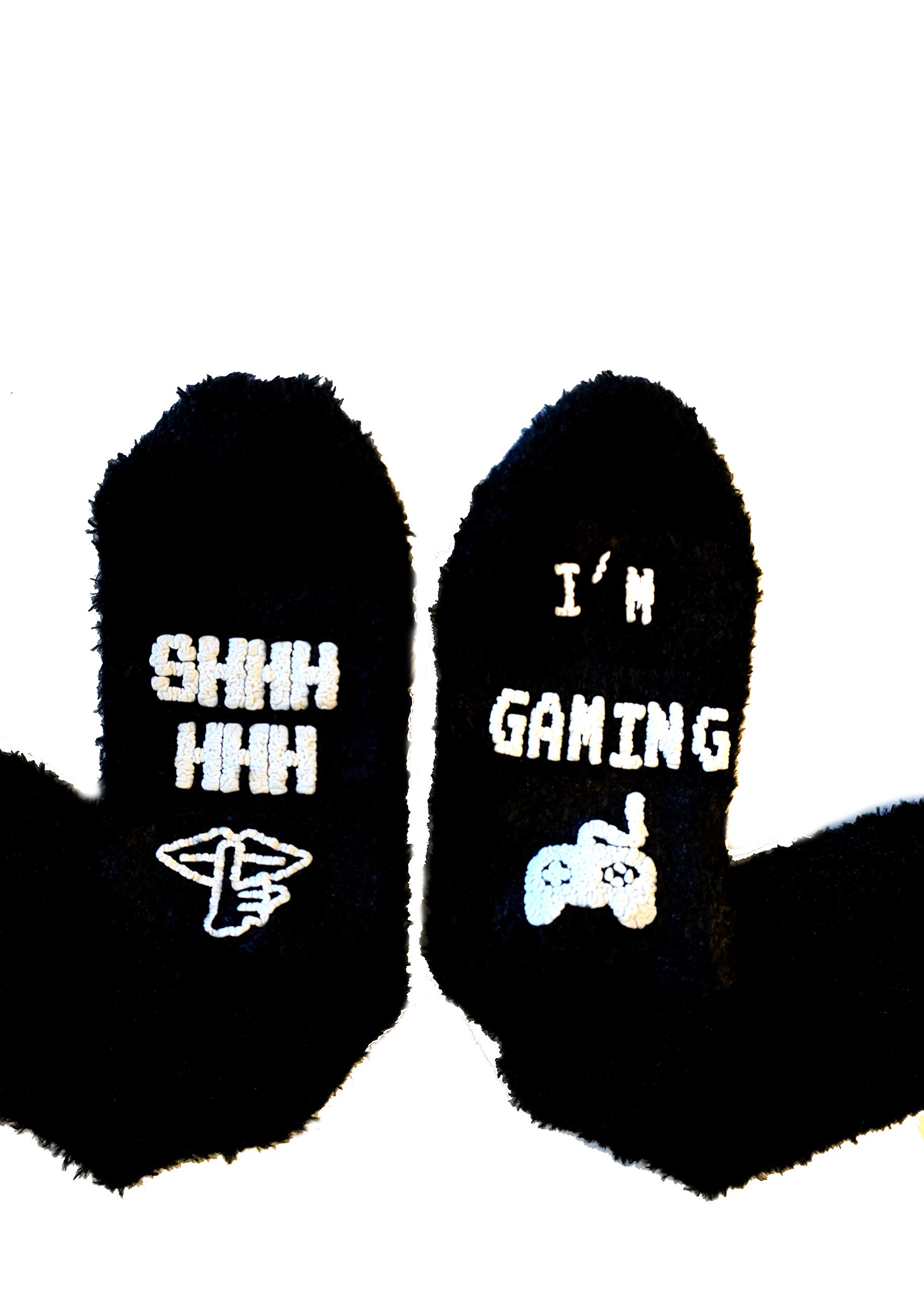 Funny Gaming Socks for Men & Teens - Cozy Fuzzy Slipper Socks with 'Shh I'm Gaming' Print - Perfect Gift for Gamers, Boyfriends, Husbands & Kids - Great for Gaming Sessions, Lounge Wear & Winter Comfort