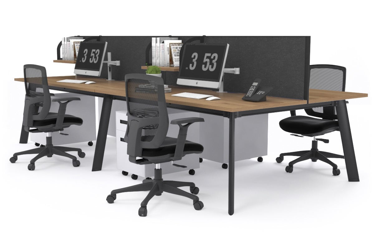 4-Person Workstation with Black Frame - 1800L x 800W Office Desk with Cable Management | Perfect for Team Collaboration & Open Office Spaces
