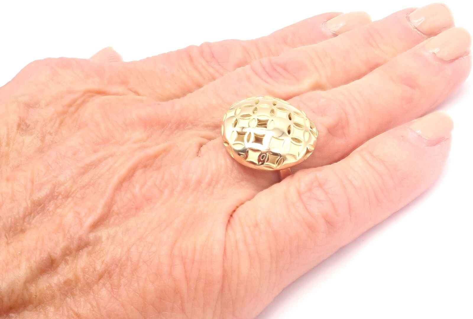 Authentic Louis Vuitton Monogram 18k Yellow Gold Large Ring - Luxury Fashion Jewelry for Women, Perfect for Parties, Weddings & Special Occasions