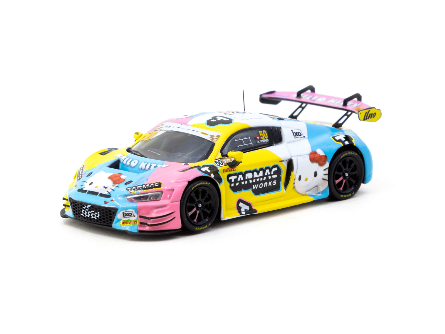 Tarmac Works 1/64 Scale Audi R8 LMS GT3 Evo II Diecast Model Car - Macau GT Cup FIA GT World Cup 2023 Race Version Uno Racing #50 with Collectible Tarmac Cards - Perfect for Diecast Collectors, Car Enthusiasts, and Display Showcases