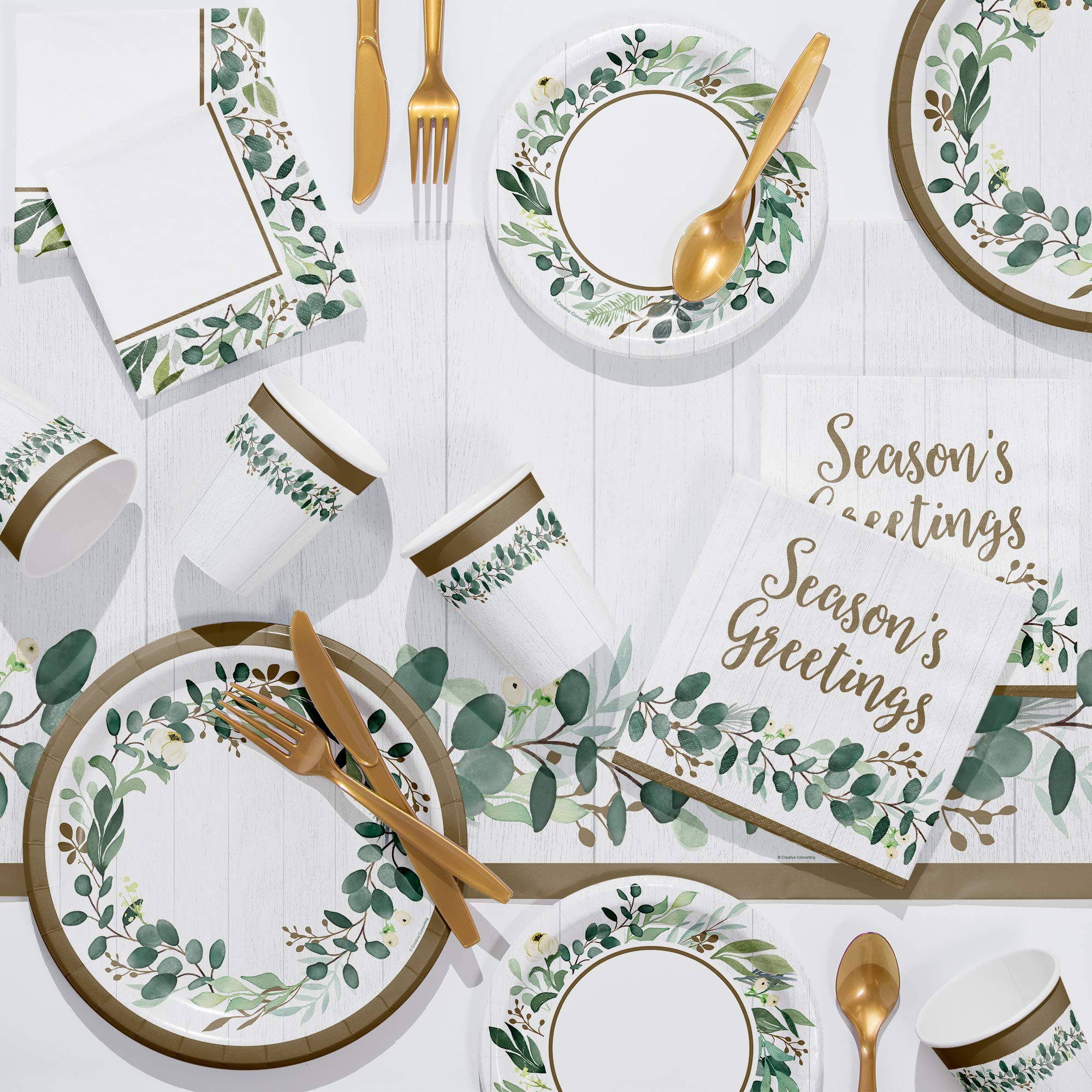 Eucalyptus Party Supplies Kit for 8 Guests - Elegant Wedding, Baby Shower & Bridal Shower Decorations