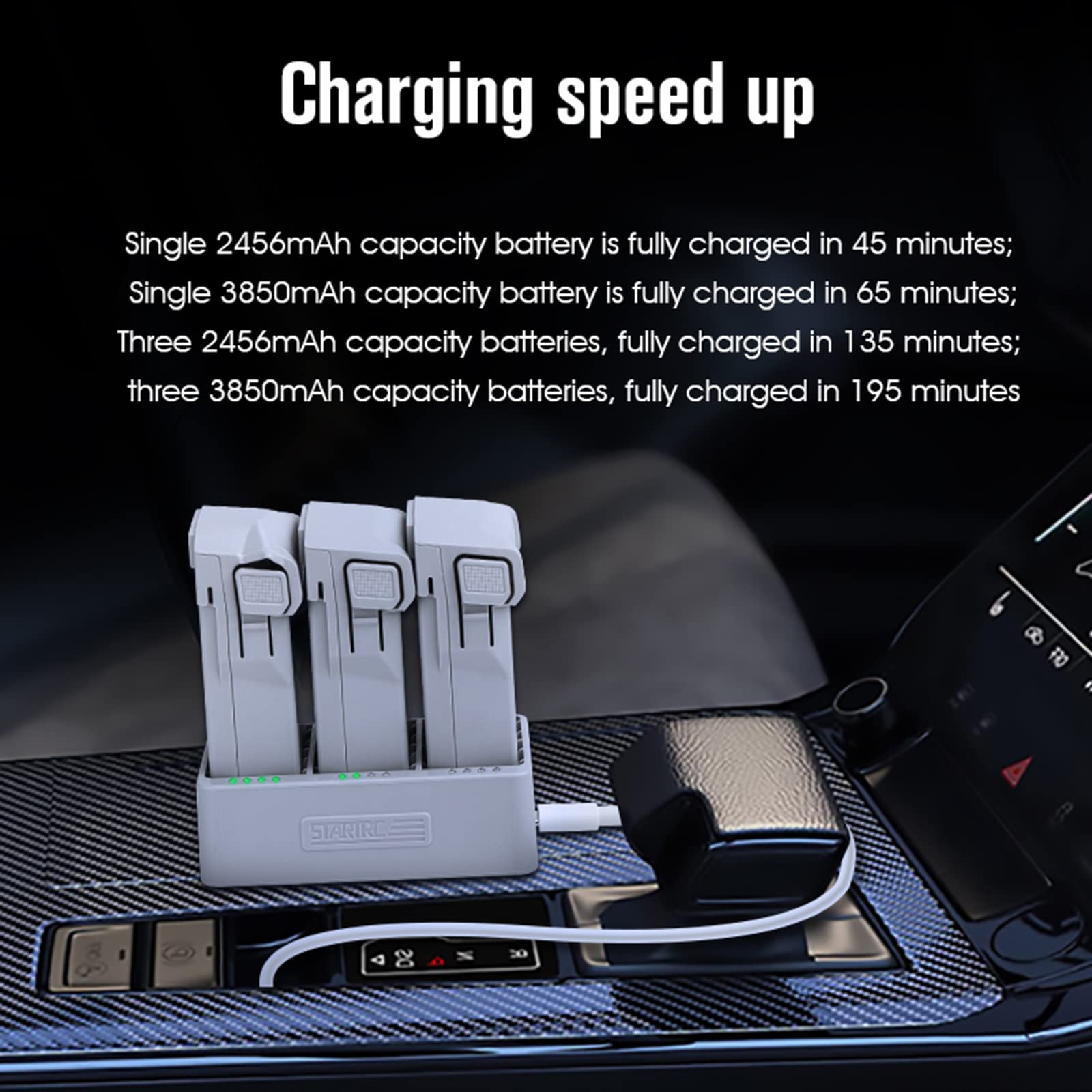 Fiorky 3-in-1 Fast Charging Dock for DJI Mini 3 Pro - Plastic Battery Charger with 3 Slots | Perfect for Travel, Outdoor Photography & Drone Enthusiasts
