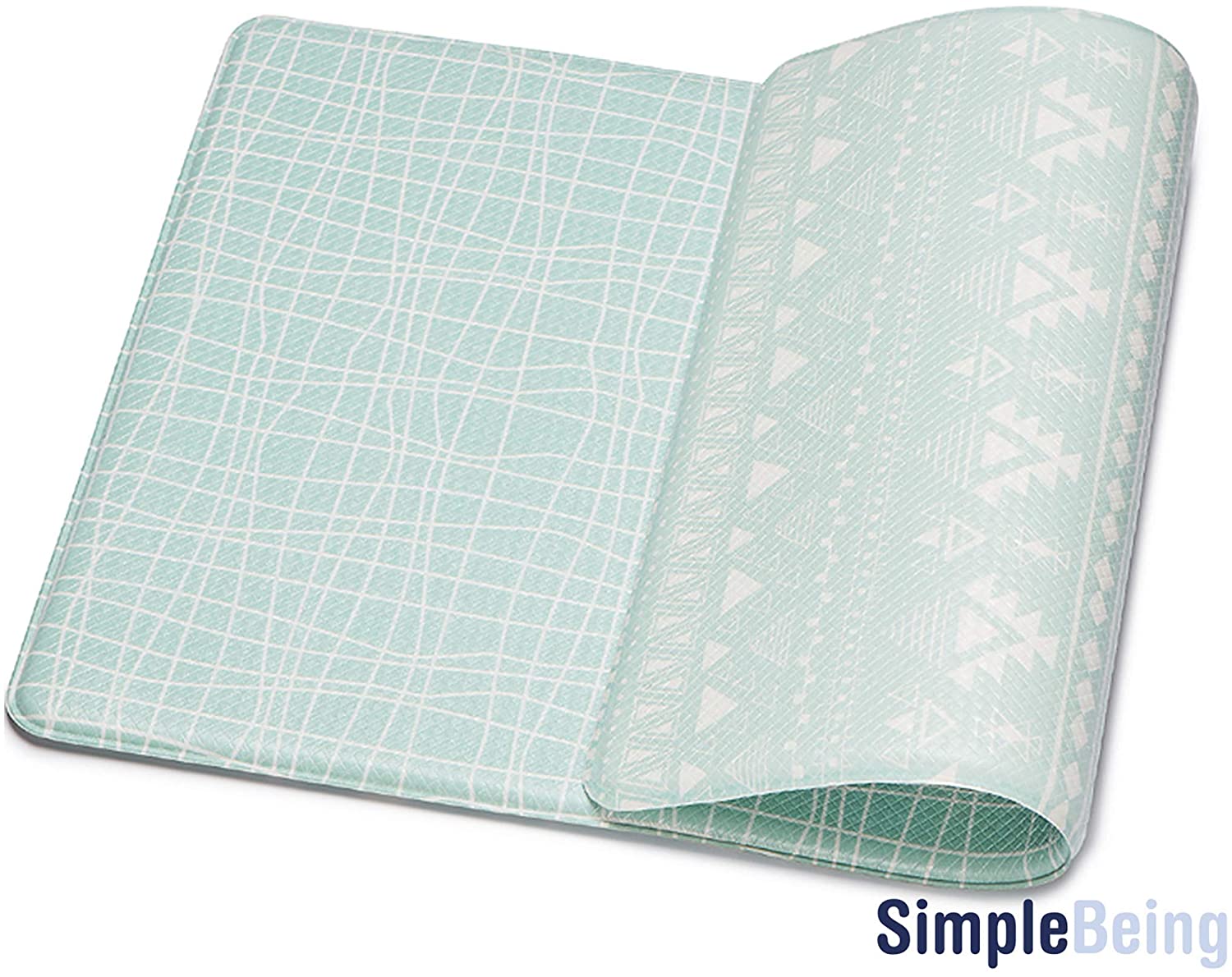 Simple Being Green Geometric Anti-Fatigue Kitchen Floor Mat (32 x 17.5 Inches) - Comfortable Standing Mat for Cooking, Dishwashing & Home Office - Ergonomic Support for Long Hours