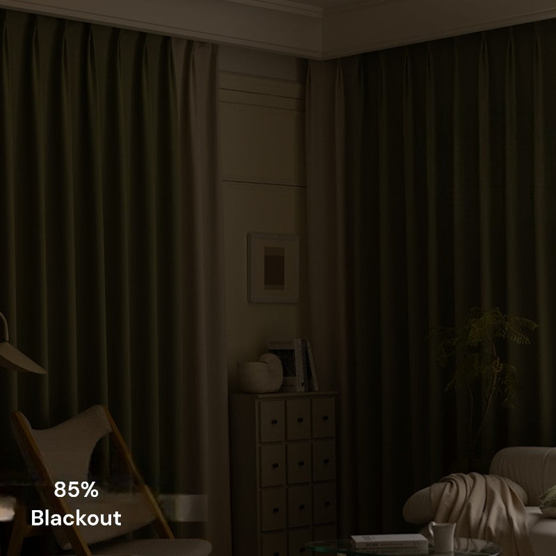 Ellery Sage Green & Cream Color Blocking Blackout Custom Drapes - Thermal Insulated Window Curtains for Bedroom & Living Room, Noise Reducing Room Darkening Drapery Panels