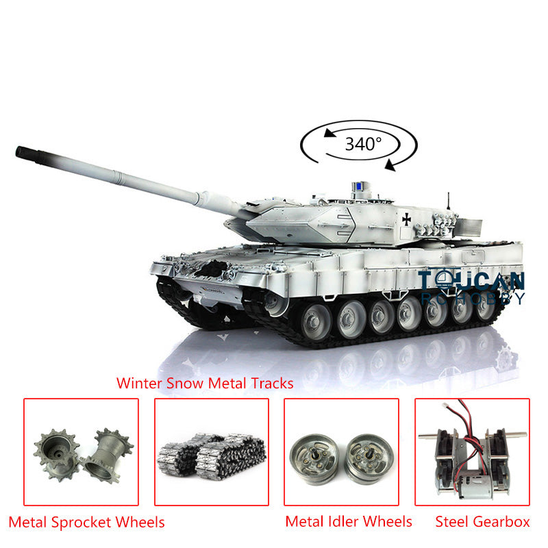 2.4GHz Henglong 1/16 Scale Leopard 2A6 RC Battle Tank - TK7.0 Control Board, Metal Tracks & Linkages, Barrel Elevation - Remote Control Military Tank for Adults & Kids (Outdoor Play, Collection, Hobby)