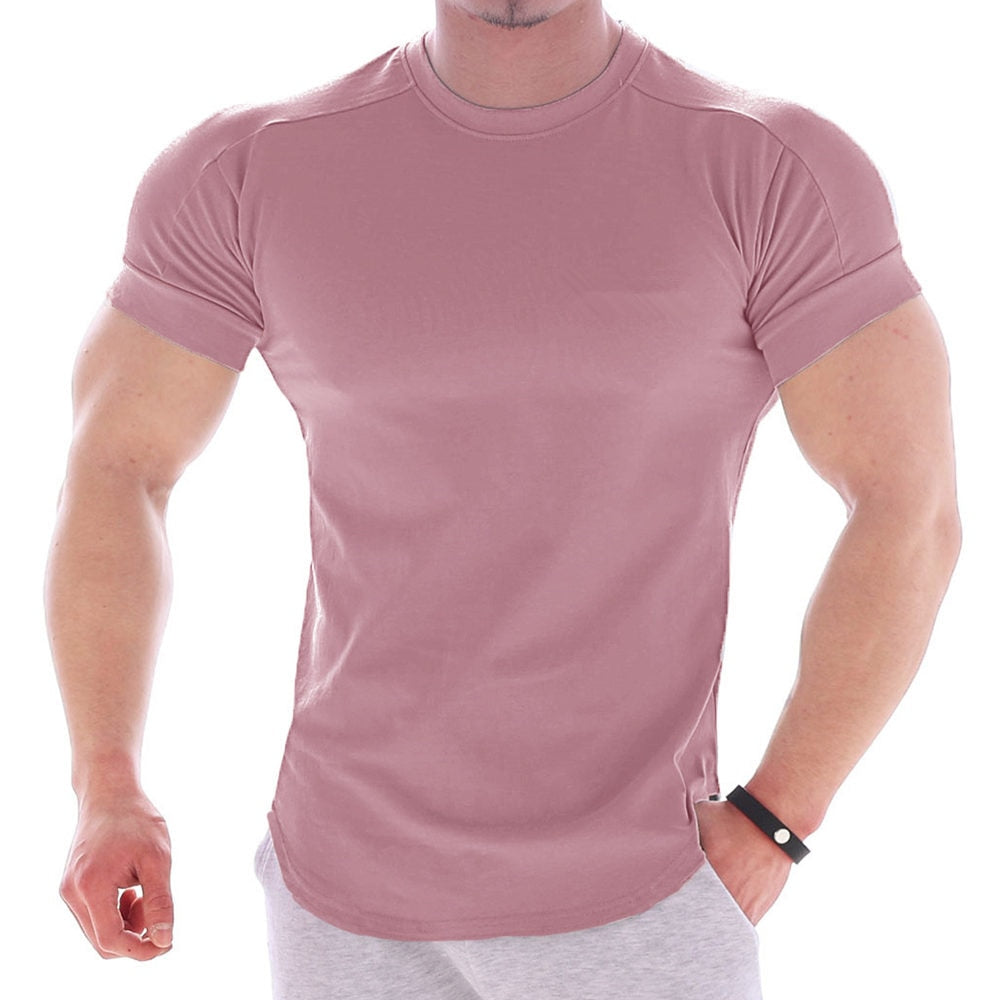 **Men's Black Gym T-Shirt - Cotton Fitness & Workout Shirt for Bodybuilding, Training & Casual Wear - Slim Fit Athletic Tee for Summer & Gym Sessions**    *(Perfect for workouts, gym sessions, bodybuilding, casual wear, and summer sports activities.)*