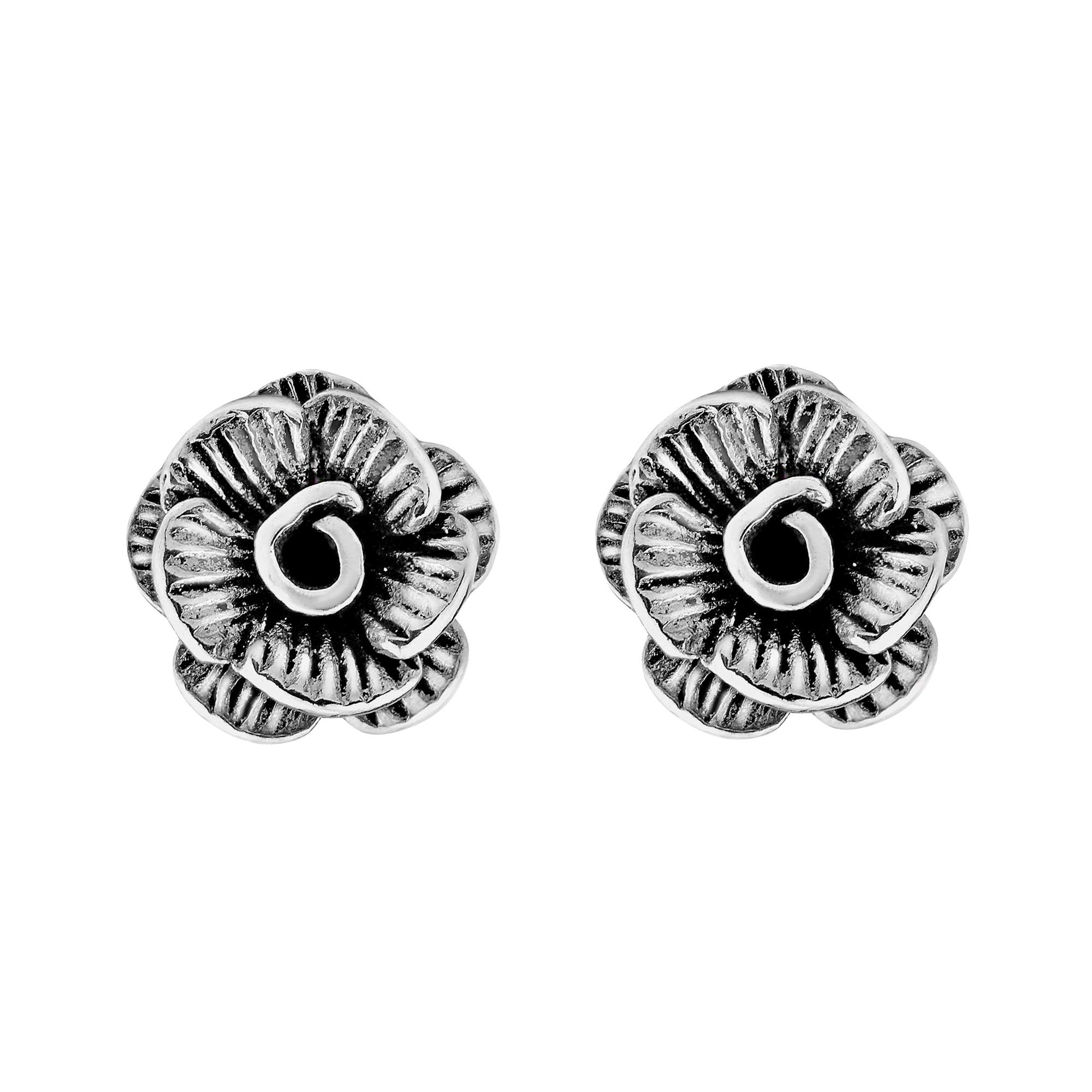 AeraVida .925 Sterling Silver Rose Flower Minimalist Boho Stud Earrings for Women - Vintage Style Rose Stud Earrings - Perfect for Everyday Wear, Boho Fashion & Gift Giving