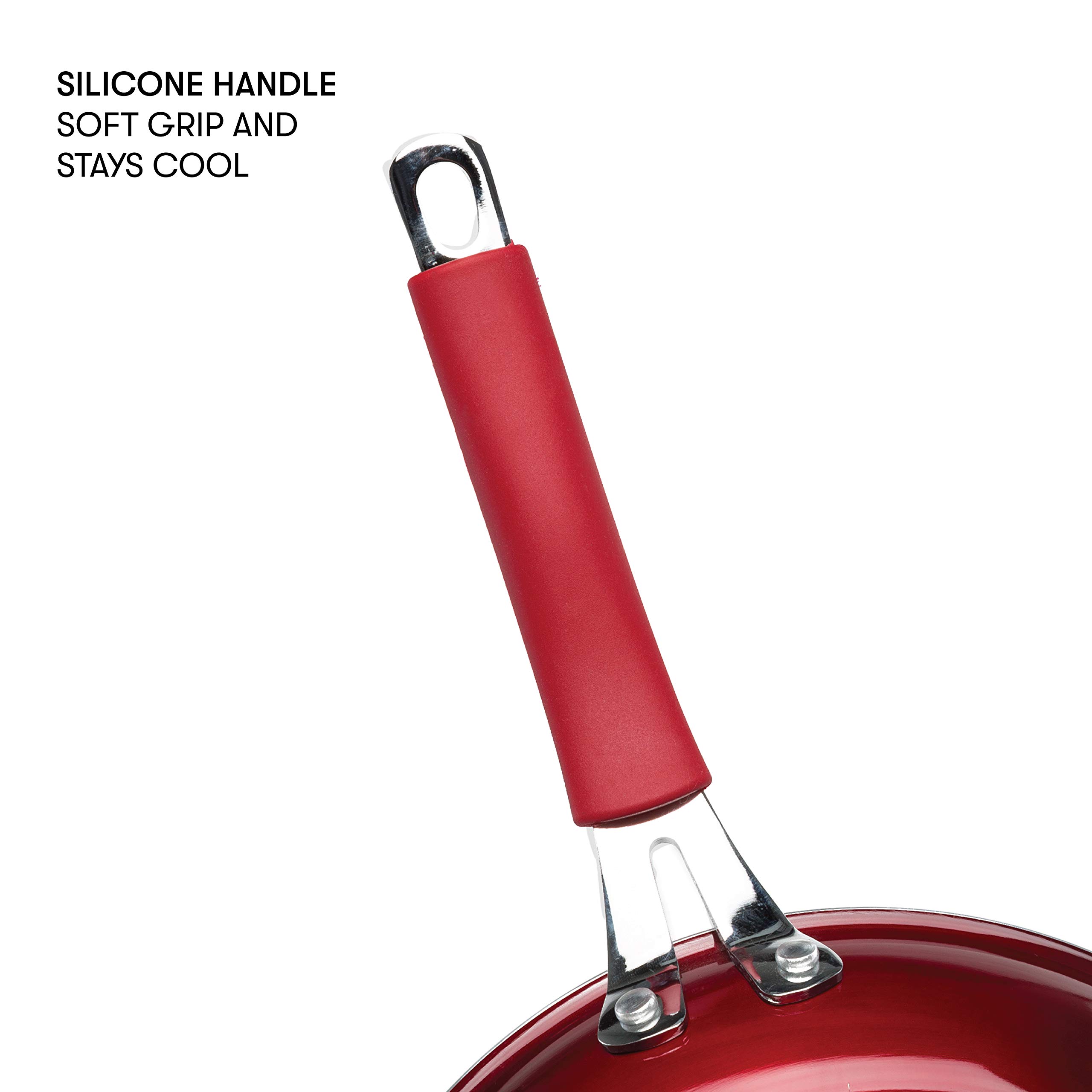**Nonstick Ceramic Cookware Set - 12-Piece Pots and Pans with Silicone Stay-Cool Handles, Dishwasher Safe, Red - Perfect for Healthy Cooking & Family Meals**
