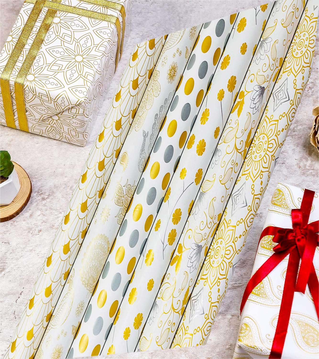 Premium OFIXO (MD2) Gift Wrapping Paper Roll - 6-Pack Mixed Designs for Birthday, Christmas & Party Presents | High-Quality Decorative Wrapping Sheets for Gifts, Crafts & DIY Projects