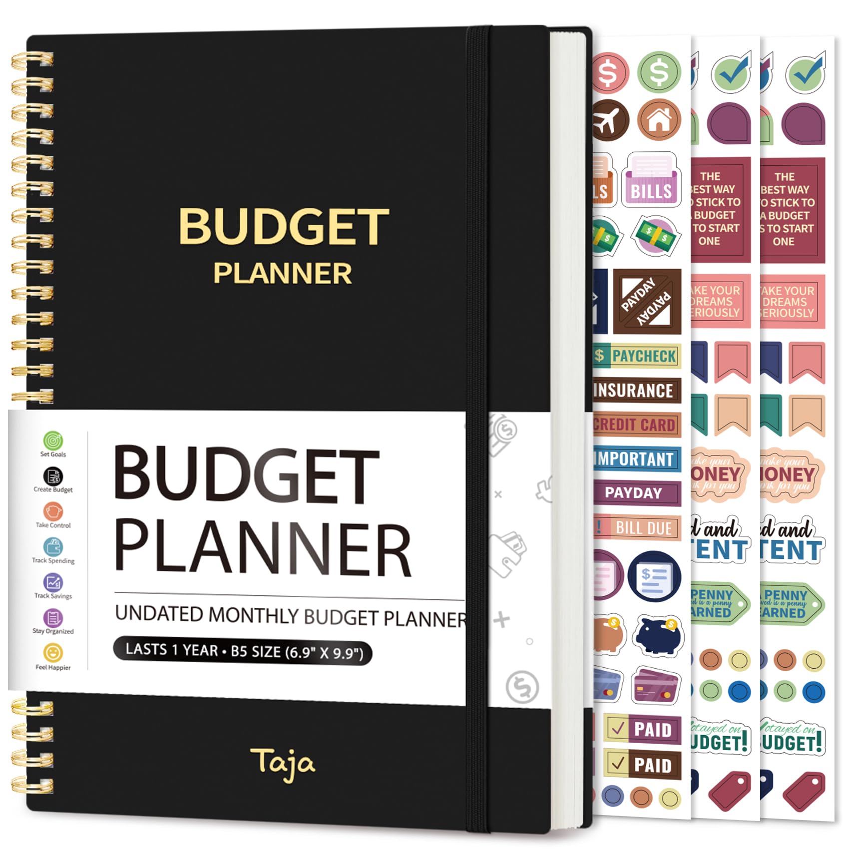 2024-2025 Monthly Budget Planner & Expense Tracker Notebook - Undated Finance Organizer with Bill Management for Money Control | Personal Accounting Book for Savings Goals & Financial Planning (Black)