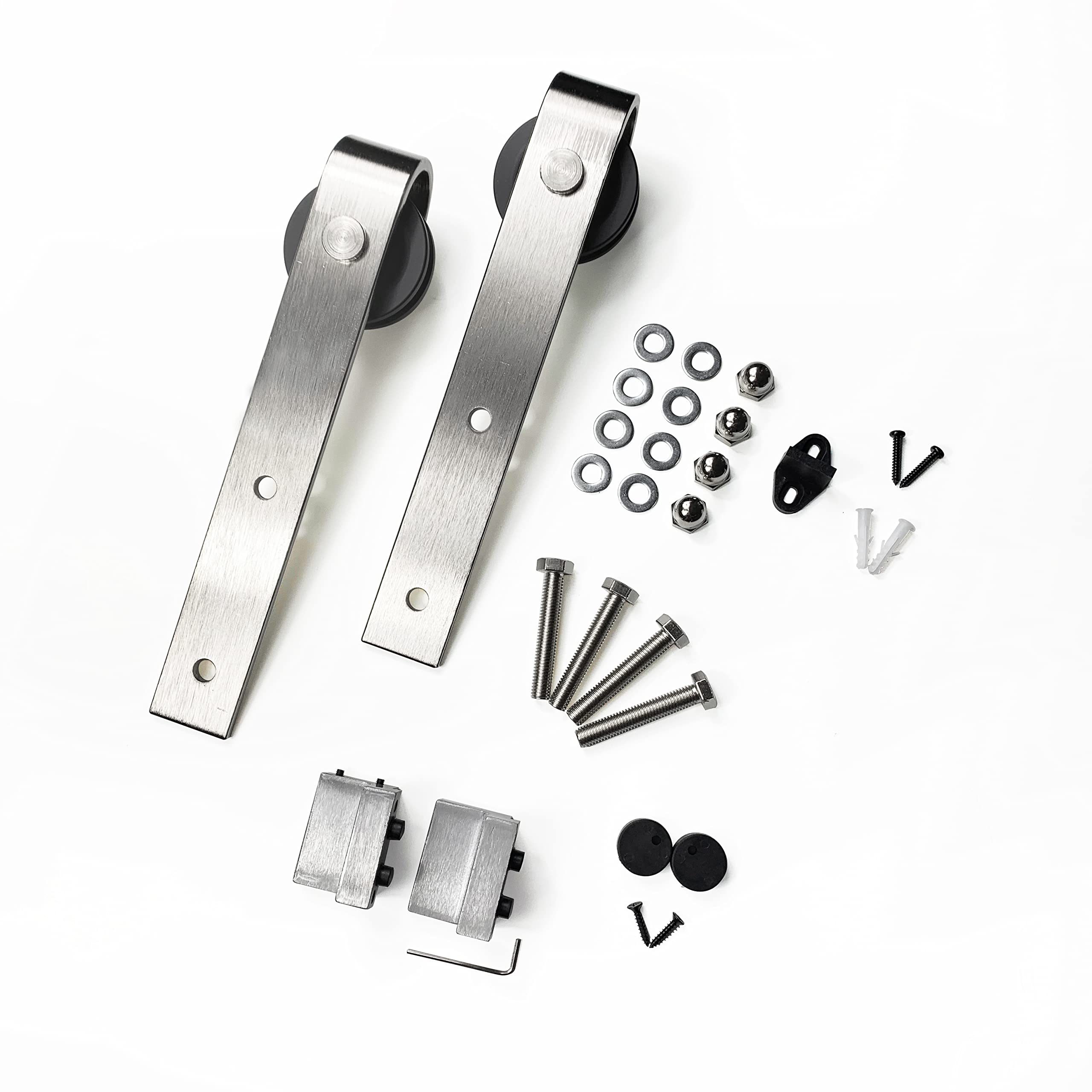 Homacer Brushed Nickel Extra Roller Set - 2 Rollers with Nuts, Bolts, Washers, 2 Door Stoppers, 2 Anti-Jump Pads & Floor Guide - Classic Design for Sliding Glass Doors, Closet Doors & Patio Doors