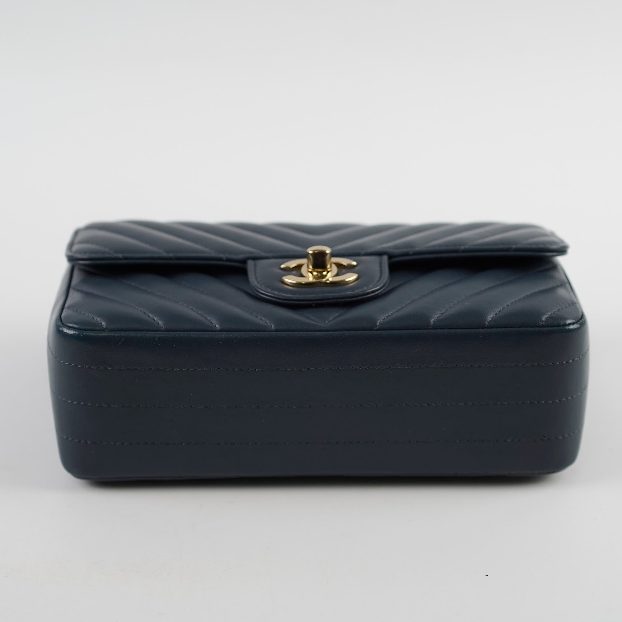 Chanel Chevron Mini Rectangular Classic Flap Bag in Dark Grey & Blue - Luxury Crossbody Purse for Women, Perfect for Evening Events & Date Nights
