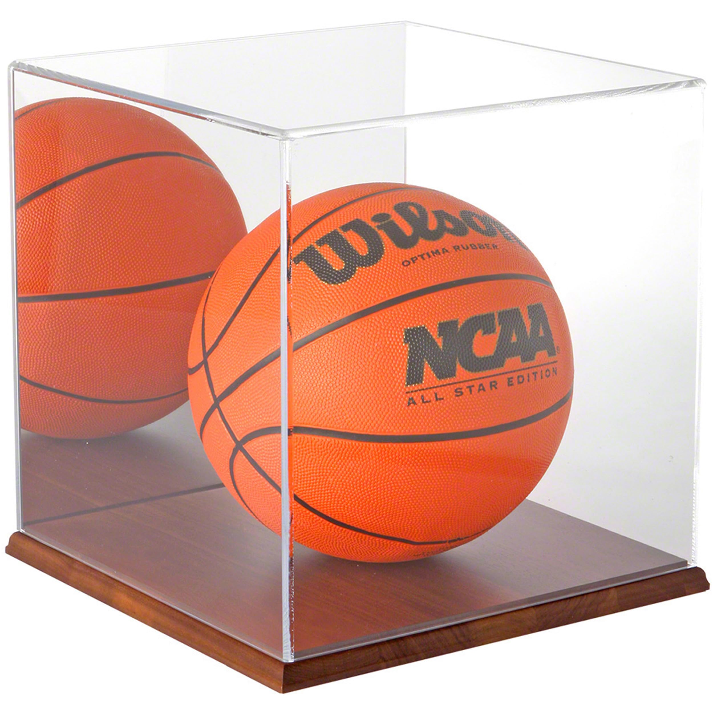 Plymor 12x12x12 Inch Clear Acrylic Display Case with Hardwood Base & Mirror Back - Perfect for Collectibles, Jewelry, and Retail Merchandise Display