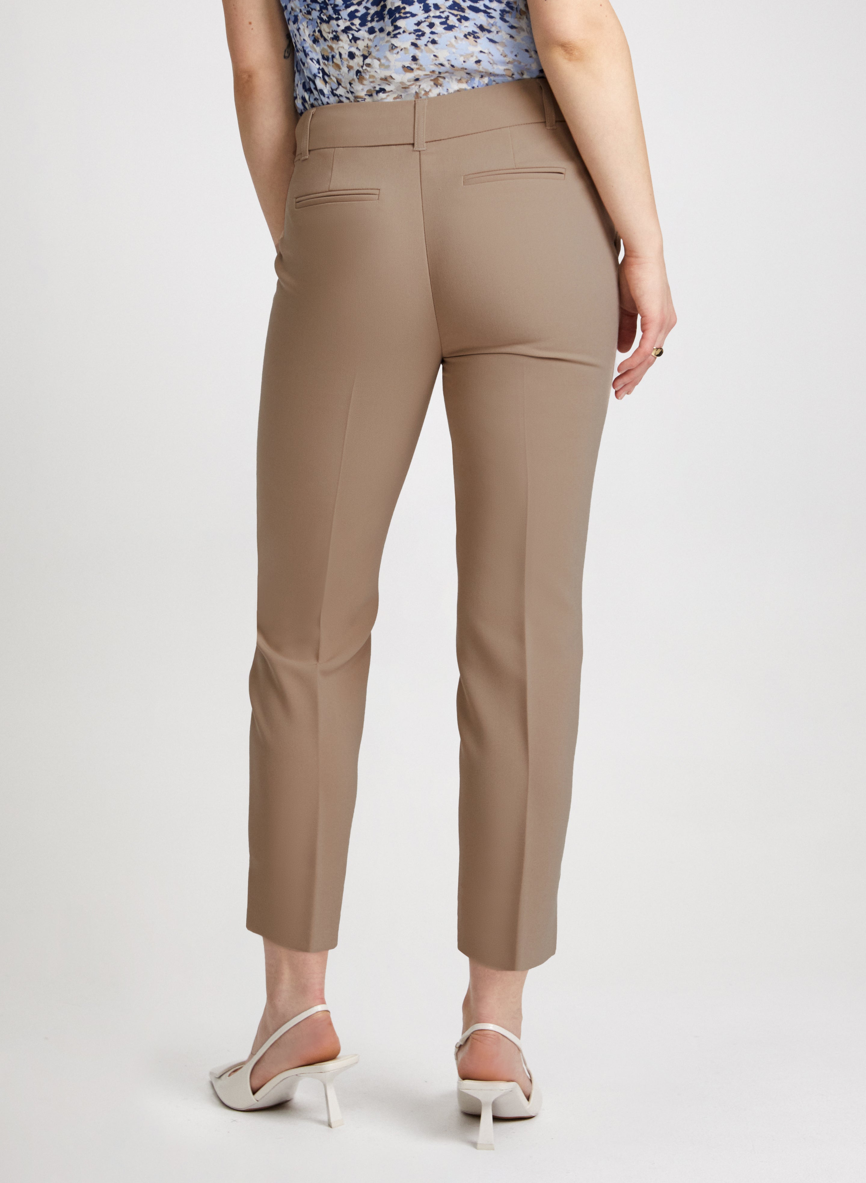 City Fit Slim Leg Pants for Women - High Waist Stretchy Tapered Trousers - Office Work, Business Casual & Travel Comfort Pants