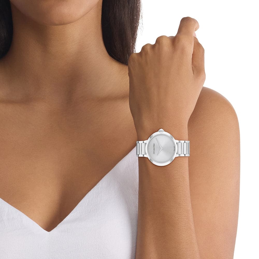 Calvin Klein Women's Silver Dial Stainless Steel Watch 25000046 - Elegant Fashion Accessory for Work & Special Occasions