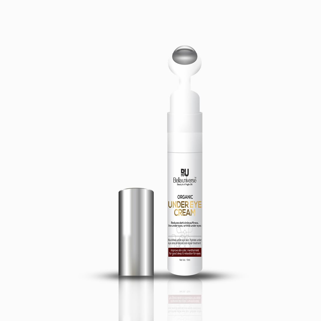 BELLAUNIVERSE Under Eye Gel for Dark Circles & Puffiness - Anti-Aging Eye Cream with Camellia Oil & Aloe Vera - Cooling Roller for Fine Lines & Wrinkles - Men & Women - Perfect for Morning Routine & Night Care
