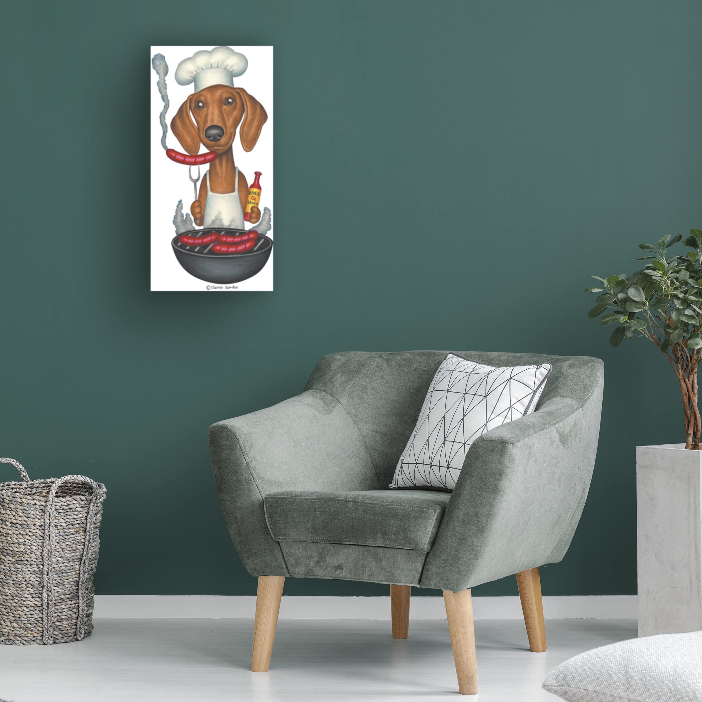 Danny Gordon Art - Brown Dachshund Cooking Wieners Canvas Wall Art Print | Modern Home Decor for Kitchen, Dining Room & Office | Trademark Fine Art Collection