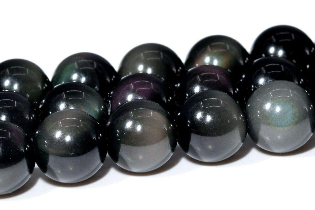 8mm AAA Grade Natural Rainbow Obsidian Round Loose Beads - 15.5