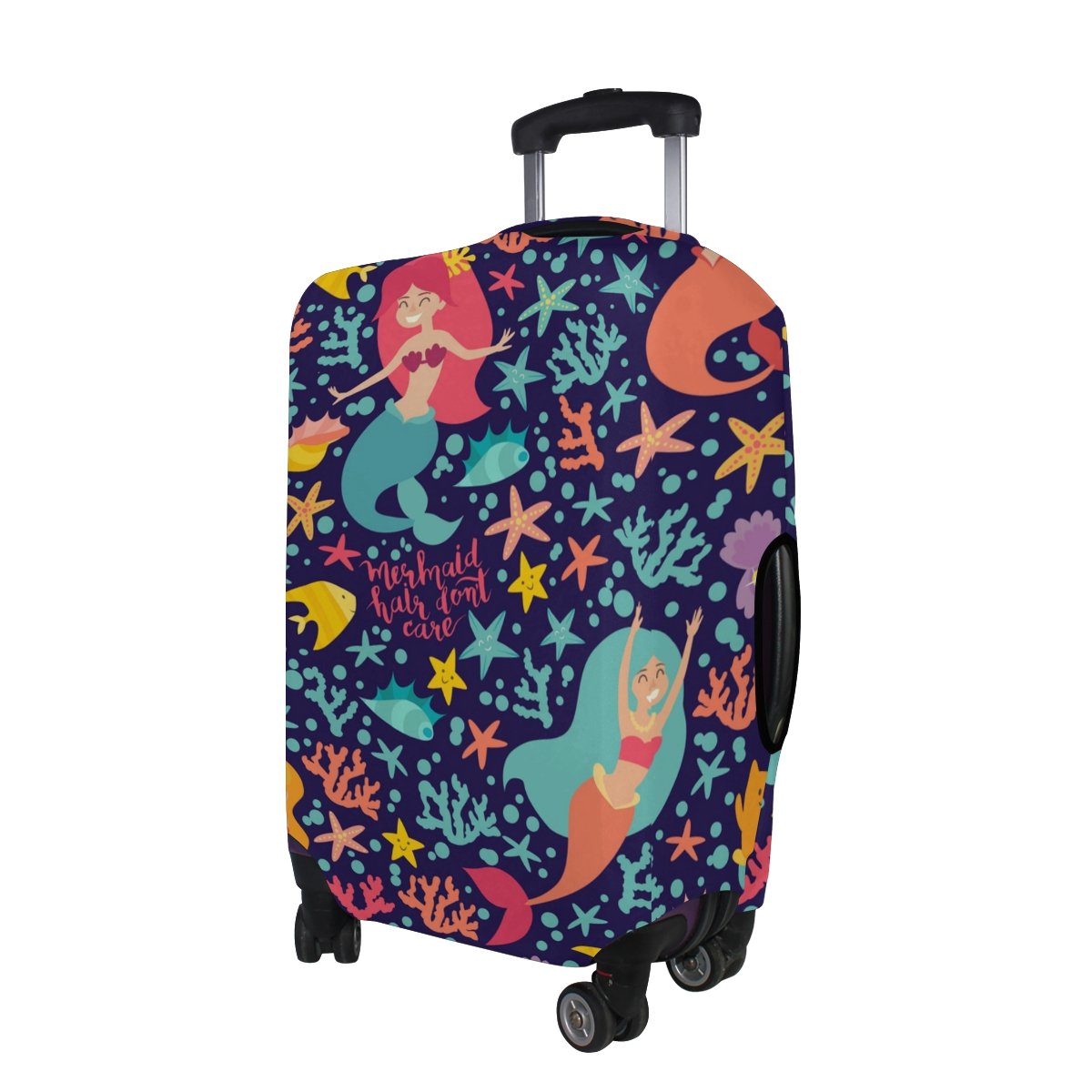 **U LIFE Cute Cartoon Mermaid Luggage Cover - Waterproof Suitcase Protector for Kids, Men & Women - Perfect for Travel, Vacation & Airplane Trips**