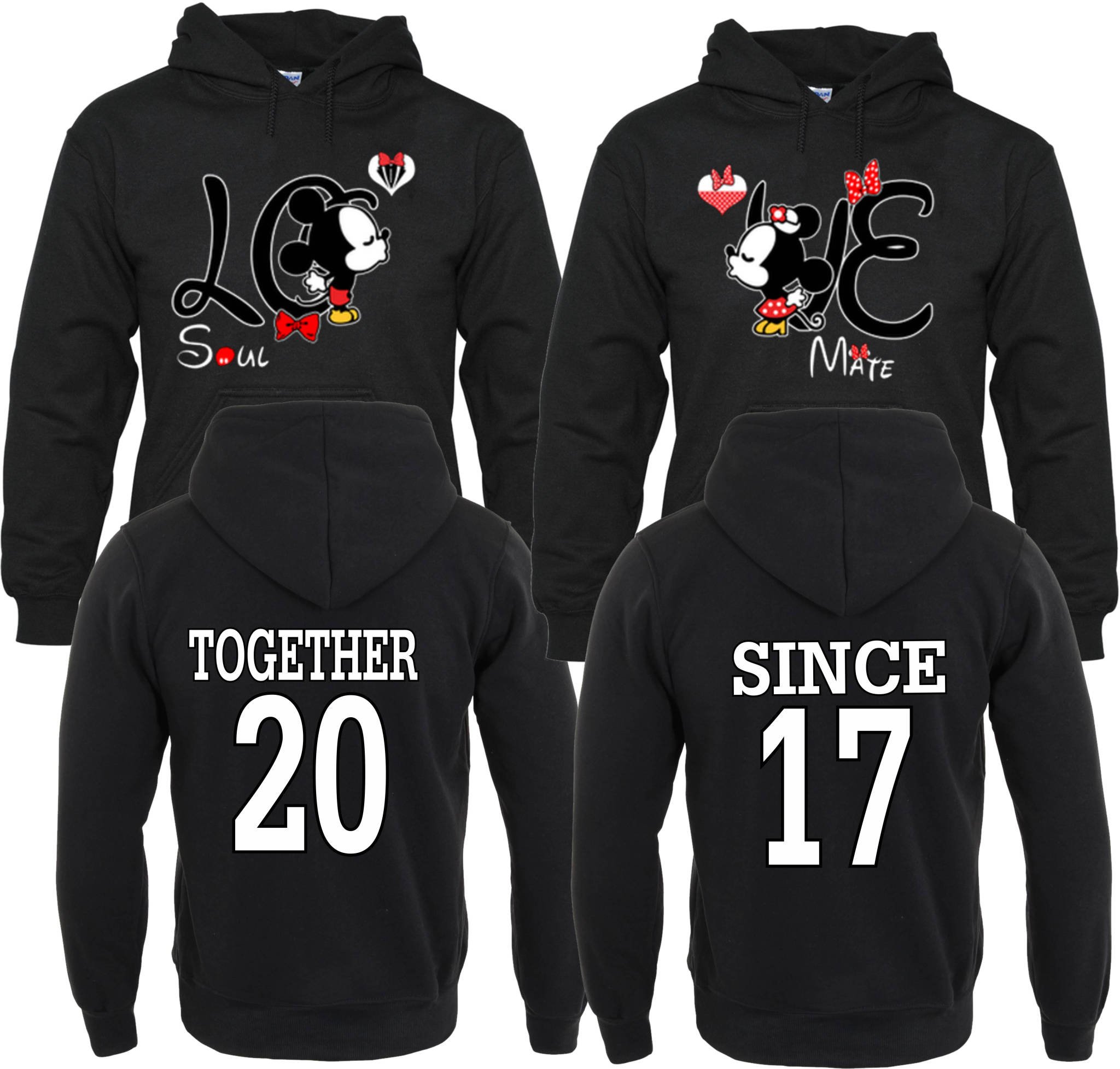 Mickey & Minnie Mouse Matching Couple Hoodies - Disney Love Together Pullover Sweatshirts for Couples, Best Friends & Family Gifts
