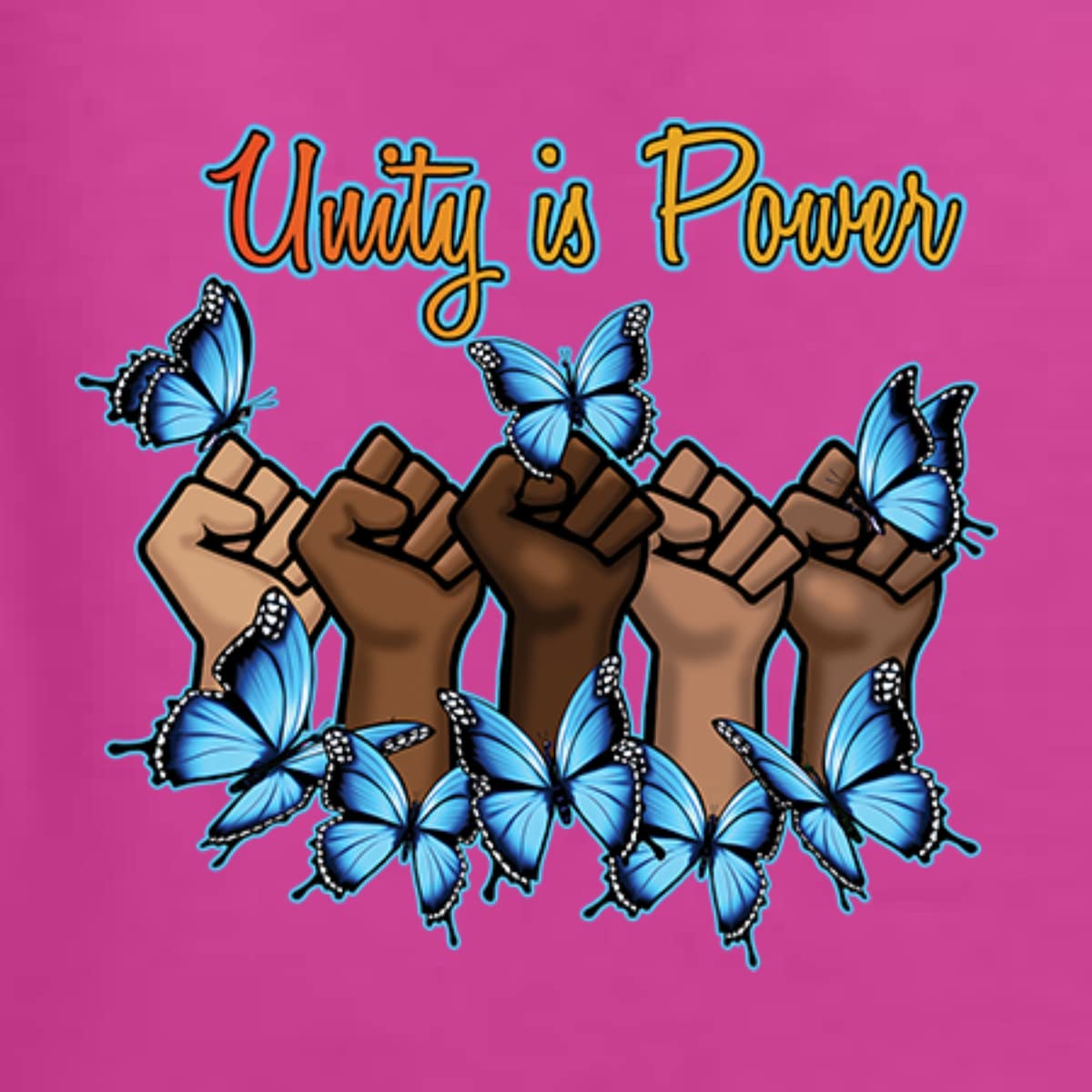 Wild Bobby Unity is Power Black Pride Women's Graphic Long Sleeve T-Shirt - Black History Month & Social Justice Apparel for Women