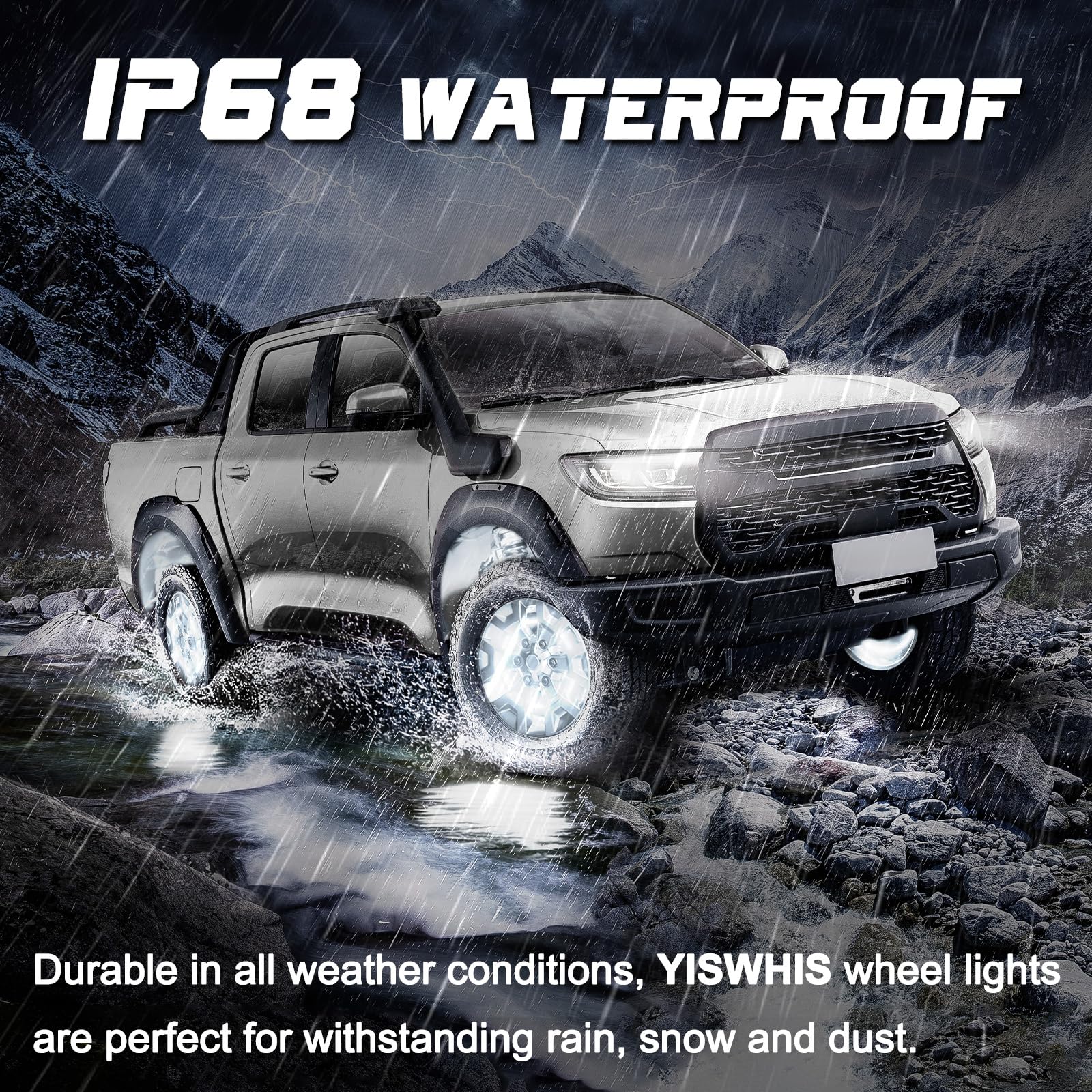 15.5 Inch Cool White LED Wheel Lights for Cars - 6500K Pure White, IP68 Waterproof, Rocker Switch Control, Double Row LED Beads (4 Pcs) - Perfect for Night Driving, Car Shows & Customization