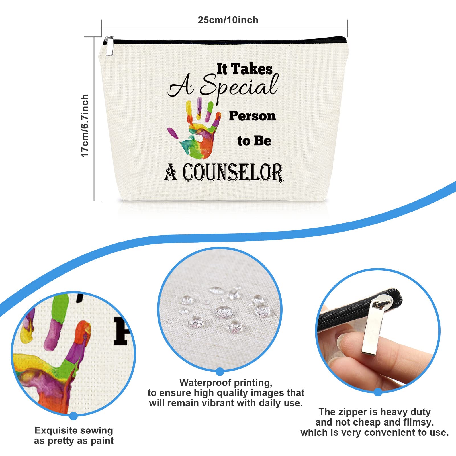 Premium Makeup Bag for Women - Perfect Counselor & Teacher Appreciation Gift - Cosmetic Pouch for Christmas, Graduation, Birthday - Ideal for Daily Use, Travel & Gifting