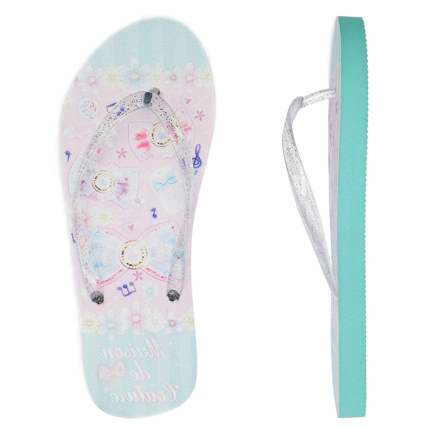 Ataiwee Girls' Flip Flops - Kids' Slip-On Thong Sandals with Cute Fruit Print | Comfortable Beach & Pool Sandals for Summer Play