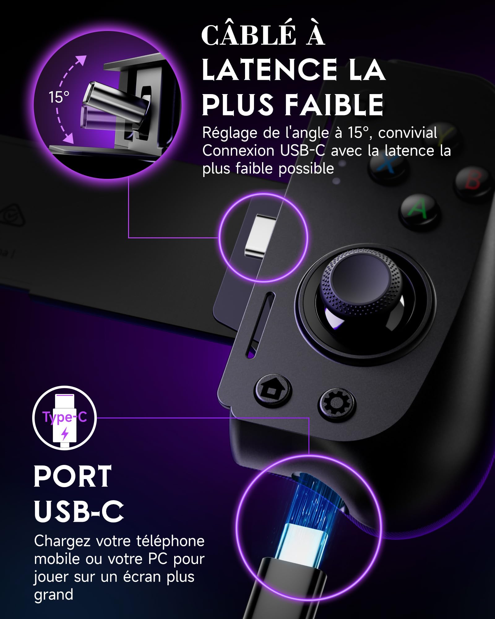 EasySMX M10 Wireless Mobile Game Controller for Android & iPhone 15 (USB-C) - Compatible with XCloud, Stadia, Luna, Apex - Passthrough Charging, Ergonomic Design - Perfect for Cloud Gaming & Mobile Esports (Black)
