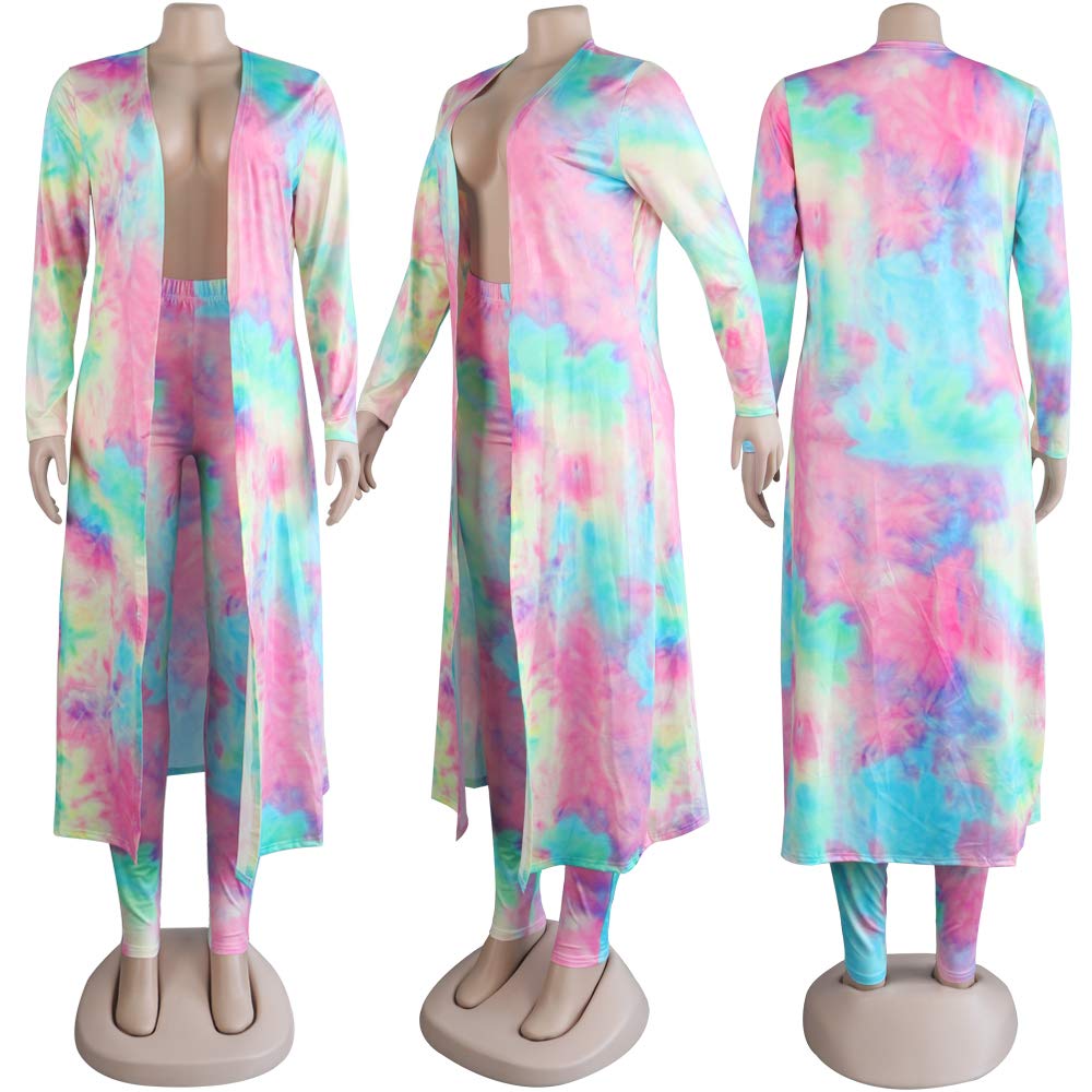 Women's Printed Long Cardigan 2-Piece Outfit Set with Long Sleeve Coat & Trousers | Stylish Fall/Winter Fashion for Office, Date Night & Casual Wear