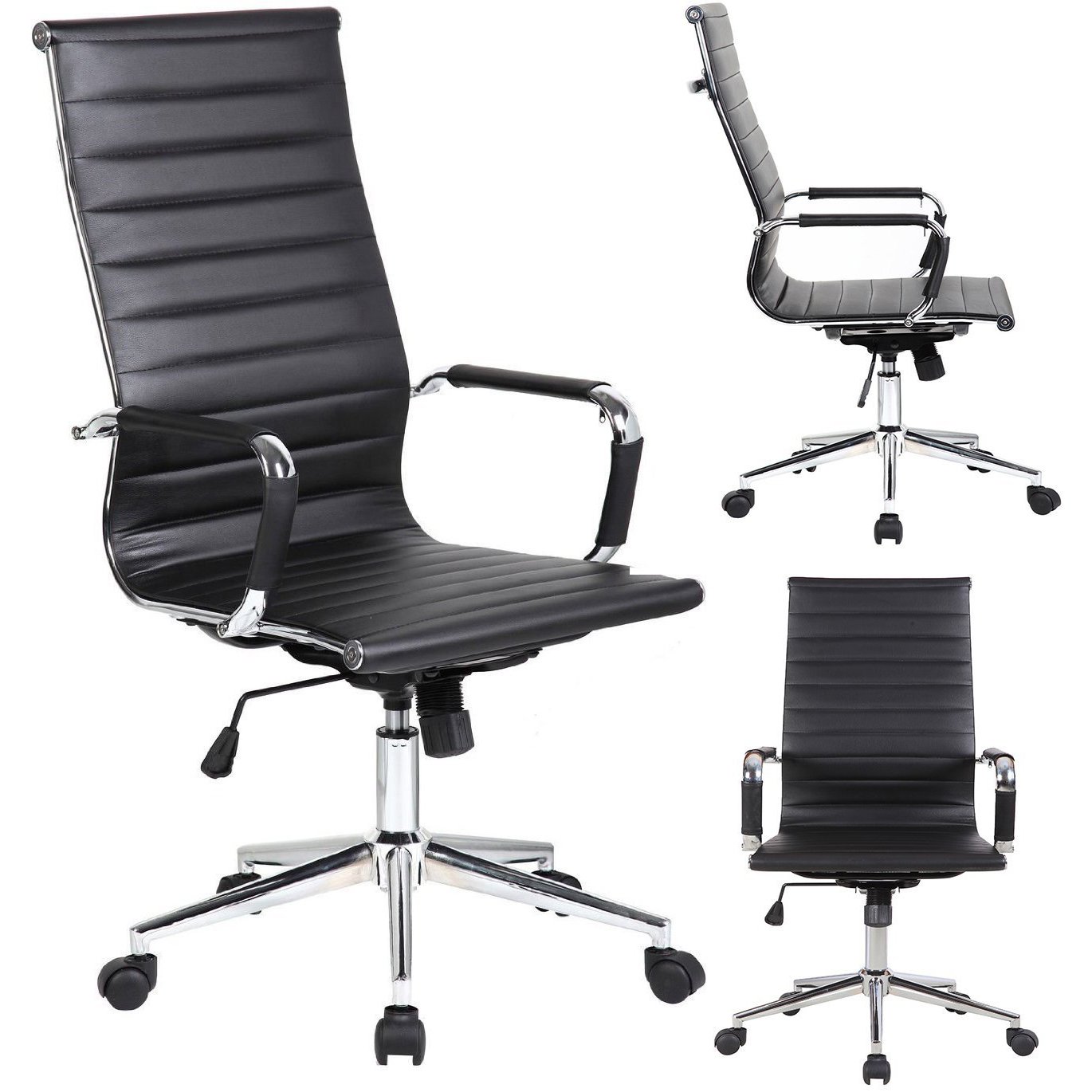 2xhome Cosmo Ergonomic Office Chair - Black, Adjustable Height & Swivel, Comfortable Desk Chair for Home & Office Workspace - Perfect for Long Hours of Sitting, Gaming, or Studying