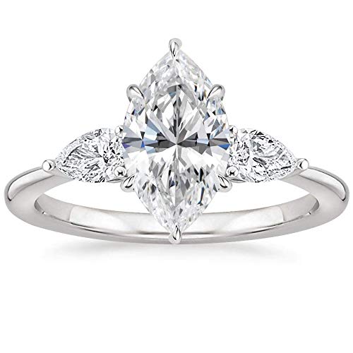 1.50 CT Marquise Cut Colorless Moissanite Engagement Ring Set - Vintage Wedding Bridal Solitaire Halo Ring in Gold/Silver - Diamond Alternative Anniversary Promise Ring by Siyaa Gems (Size 6.5) | Perfect for Proposals, Weddings & Special Occasions