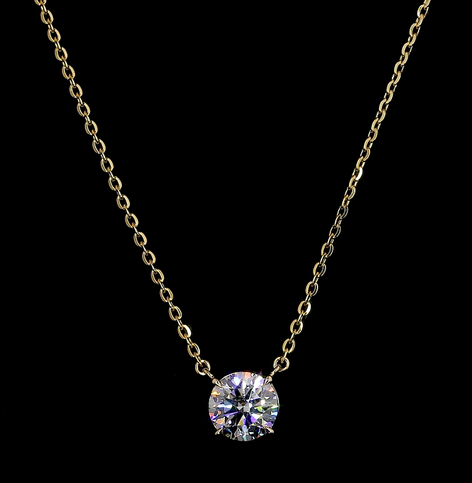 2.09 Carat Lab-Grown Round Diamond Pendant - F Color VS1 Clarity in 14K Yellow Gold Solitaire Setting | Perfect for Anniversary Gifts, Valentine's Day & Special Occasions