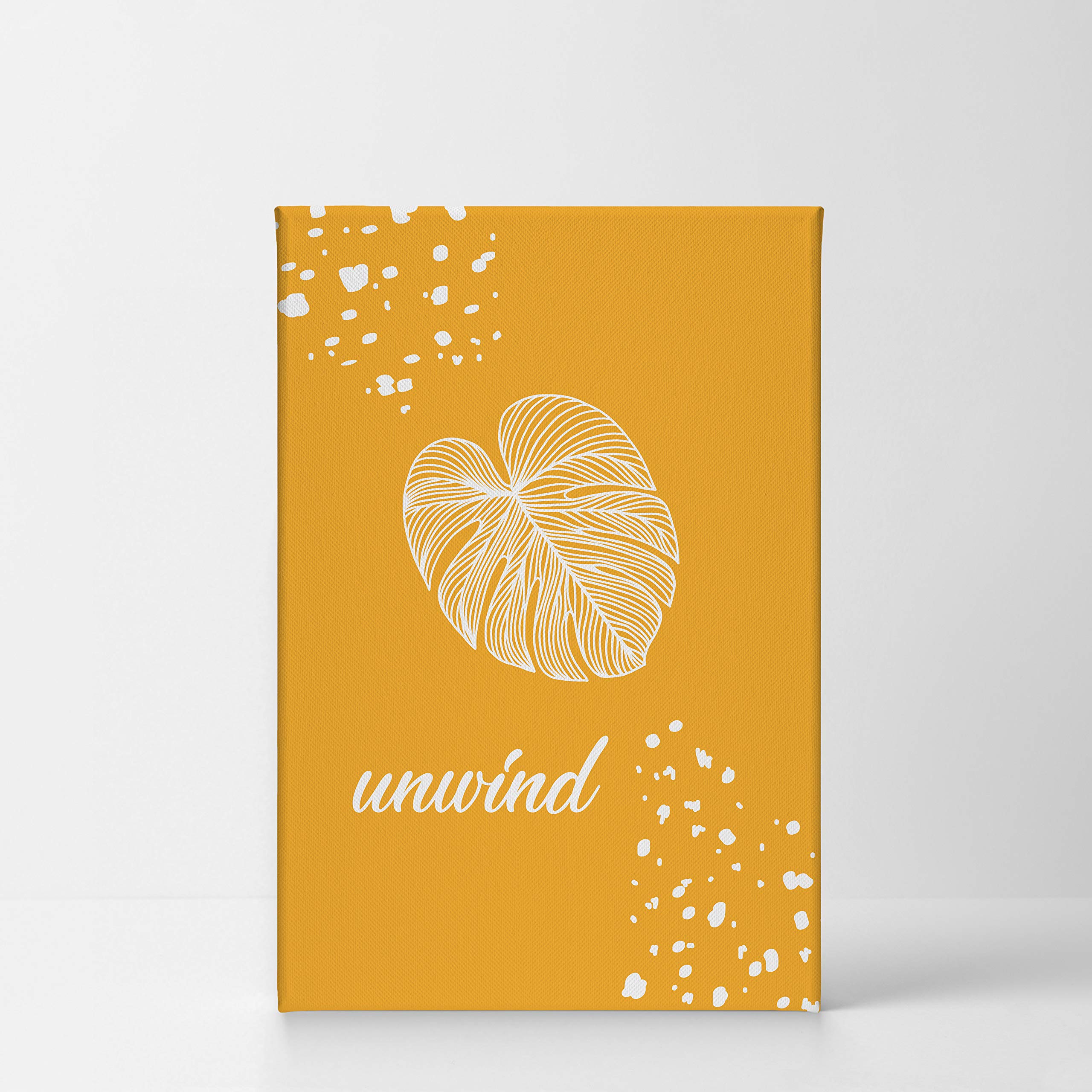Smile Art Design Unwind Typography Orange Bathroom Canvas Print - Ready to Hang Wall Decor for Bathroom, Home & Office - 36x24 Inches - Made in USA | Perfect for Spa, Powder Room & Guest Bathroom Decor