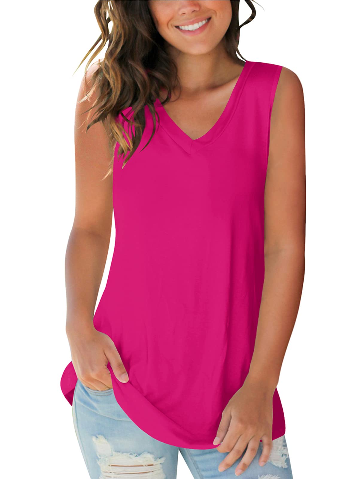 Trendy Women's V-Neck Sleeveless Tank Tops - Summer Casual Tee Shirts for Women | Perfect for Beach, Gym & Everyday Wear