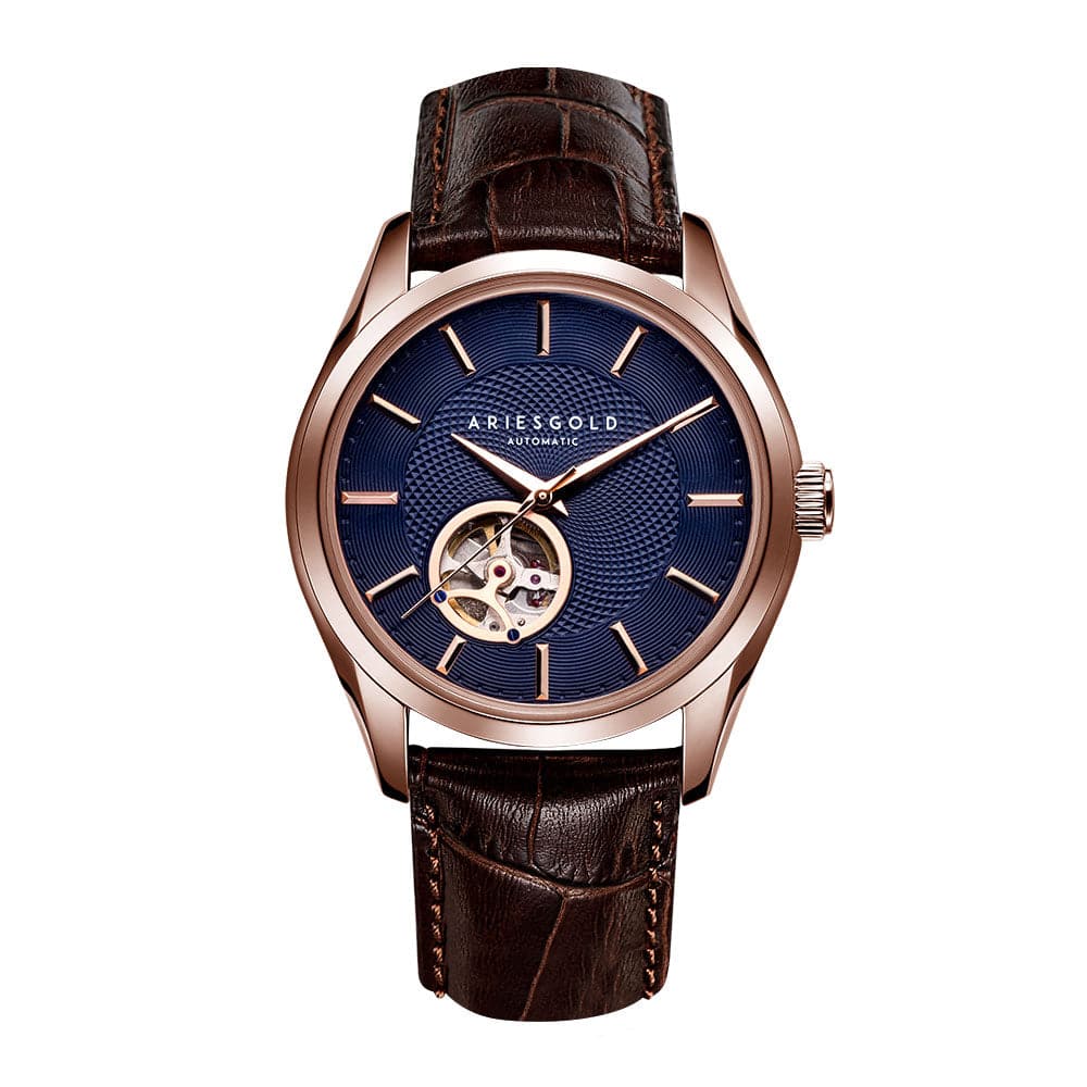 ARIES GOLD INSPIRA G 9022 RG BU Men's Luxury Watch - Elegant Rose Gold Stainless Steel Timepiece for Business, Formal & Special Occasions