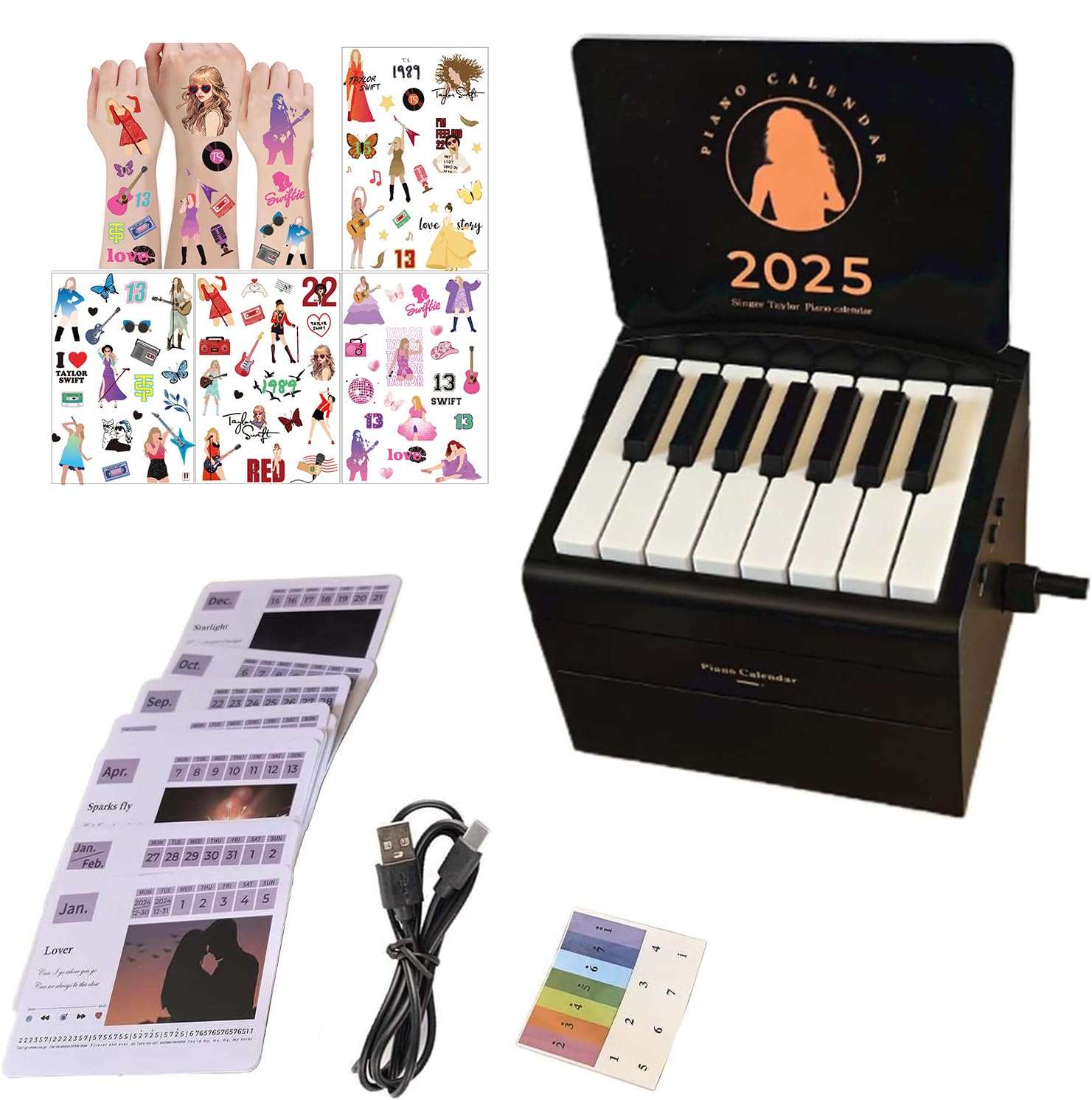 2025 Swift Piano Wall Calendar - Elegant Music Themed Planner for Piano Enthusiasts with 4 Bonus Tattoo Stickers (Black) | Perfect for Home, Office & Music Studio Decor