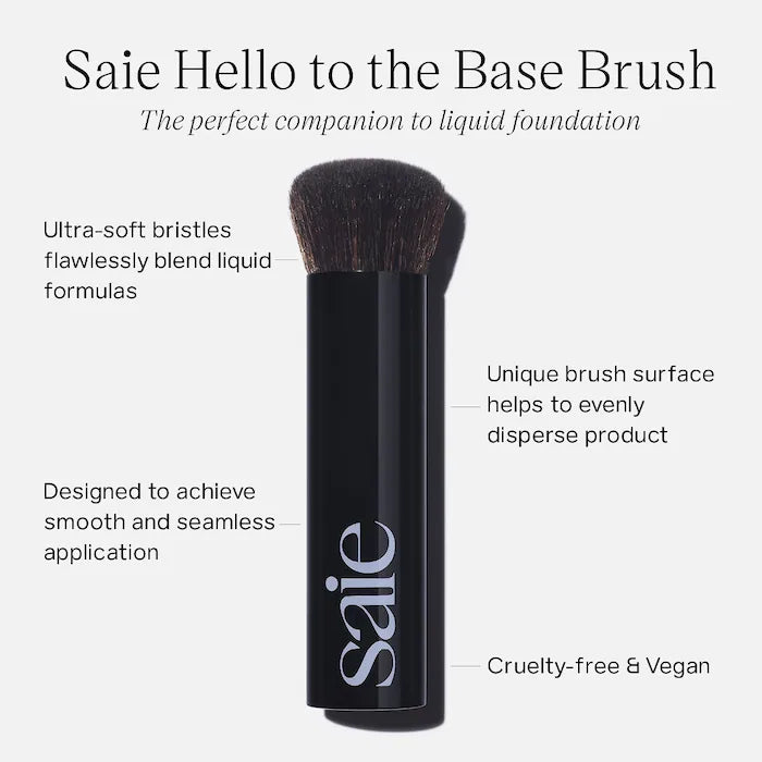 Saie Foundation Brush - Soft Vegan Makeup Brush for Liquid & Cream Foundation - Perfect for Flawless Airbrush Finish & Everyday Makeup Application