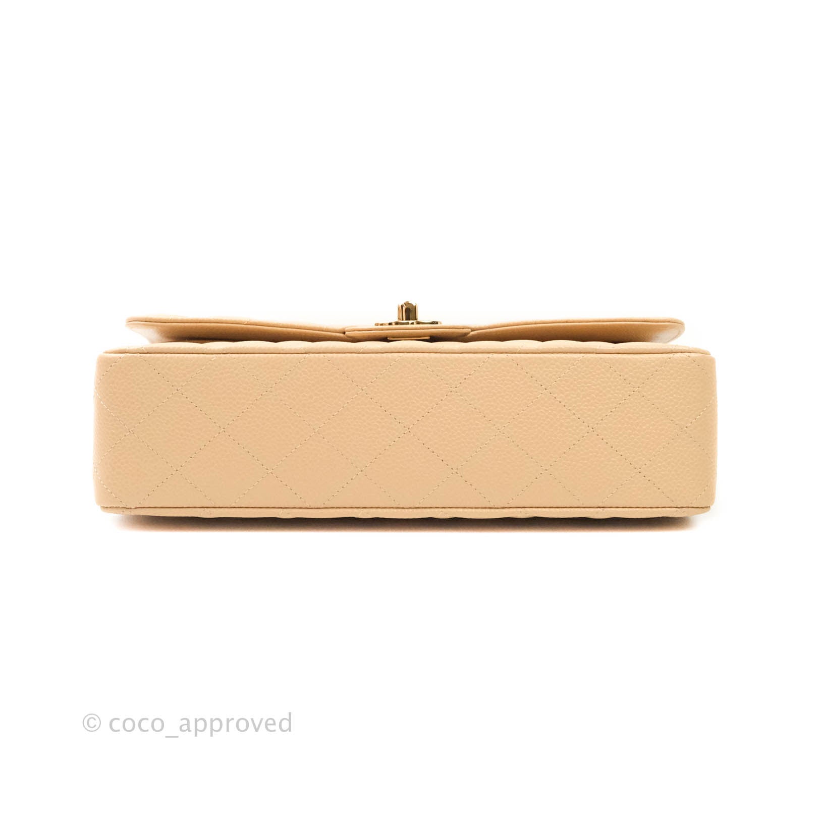 Chanel Classic Medium Double Flap Bag in Beige Caviar Leather with Gold Hardware - Luxury Handbag for Women, Perfect for Work, Evening Events & Special Occasions