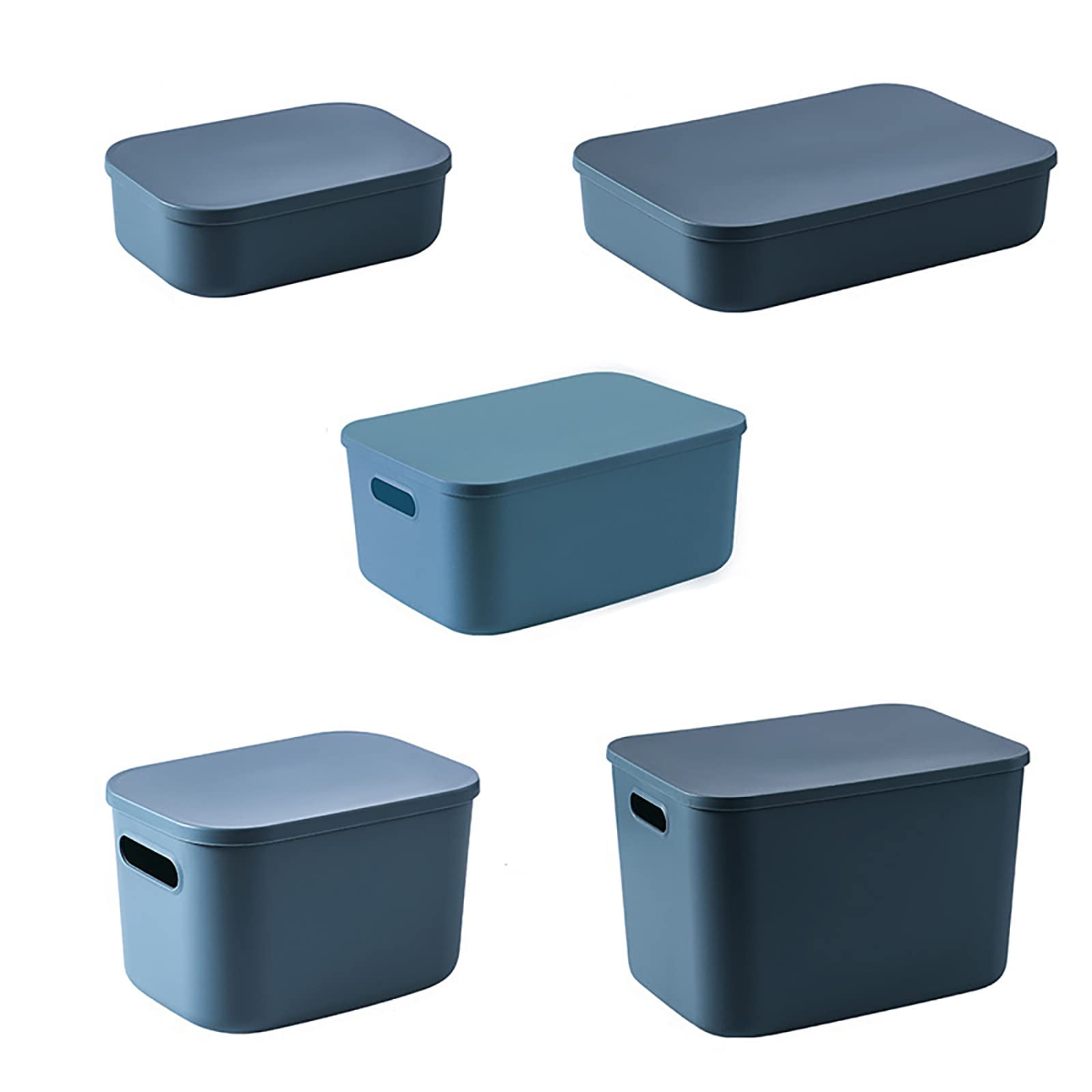 LSHDH Multi-Size Stackable Storage Box with Lid - Large Capacity Organizer for Clothes, Toys & Home Organization (Blue) | Perfect for Bedroom, Closet, Nursery & Office Storage Solutions