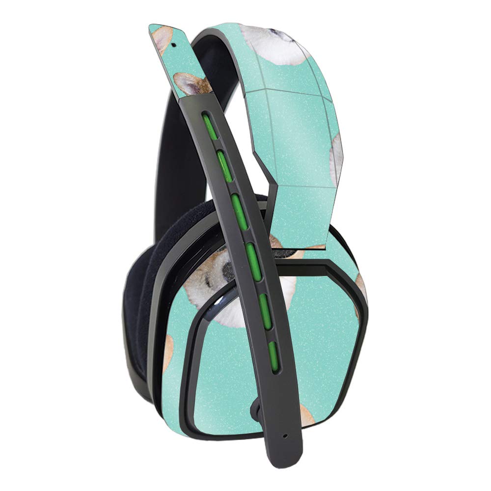 MightySkins Glossy Glitter Skin Cover for Astro A10 Gaming Headset - Cool Corgi Design | Protective & Durable High-Gloss Glitter Finish | Easy to Apply, Remove & Change Styles | Made in USA | Perfect for Gamers, Streamers & Headset Customization