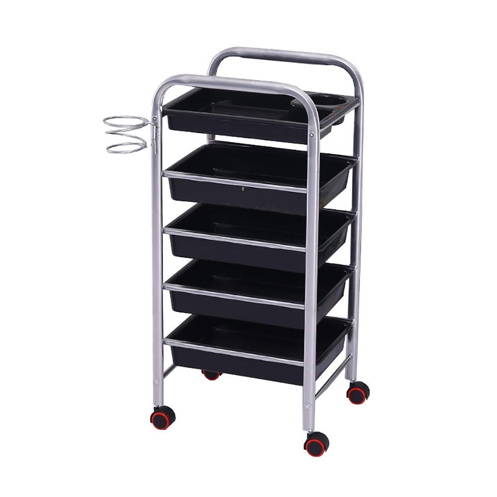 5-Tier Rolling Beauty Salon Cart with Drawers & Metal Holder - Professional Hairdresser Trolley, SPA Tattoo & Medical Utility Cart with Universal Wheels (Silver) - Perfect for Salon Organization, Mobile Styling & Tattoo Parlor Storage