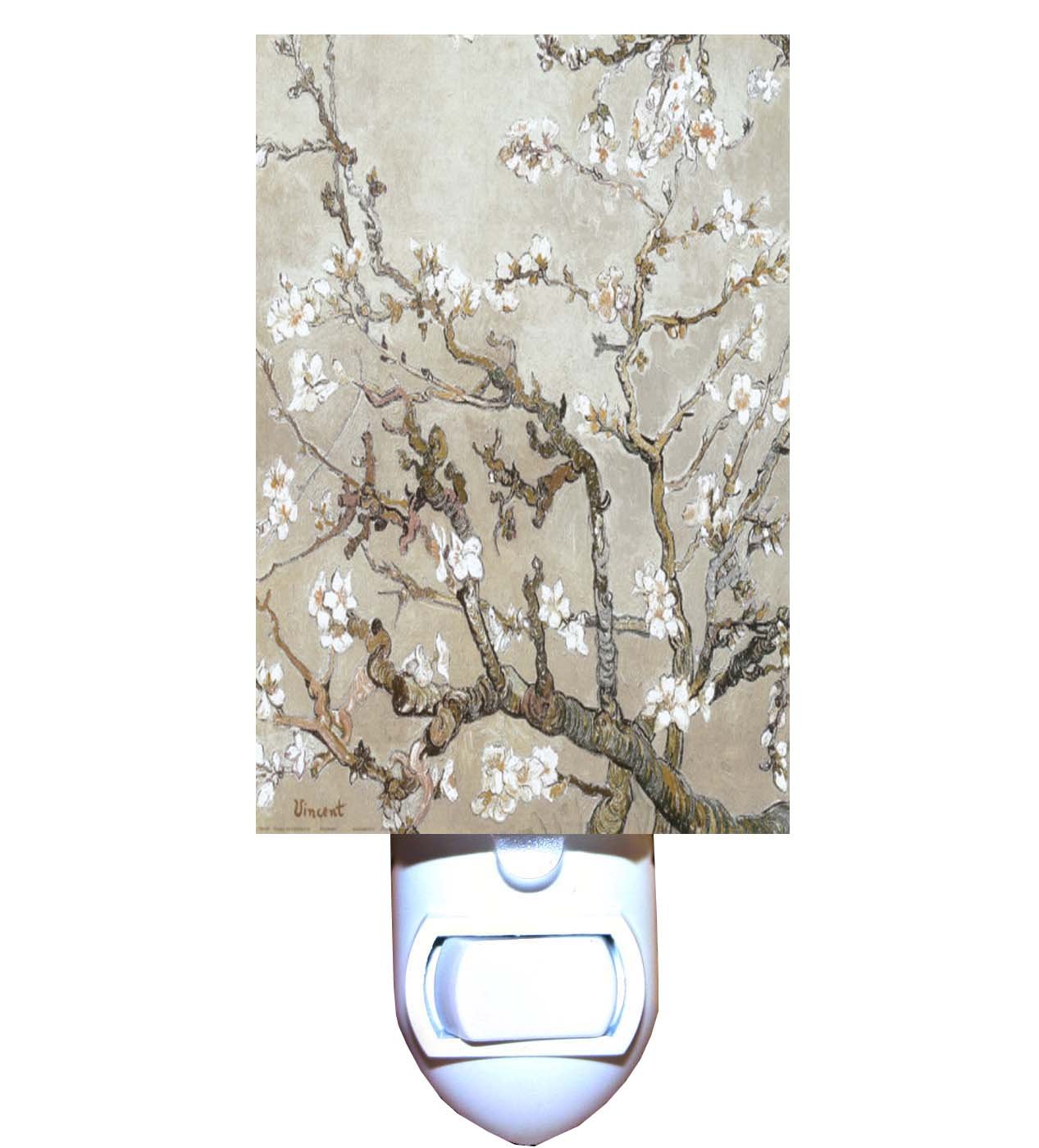 Van Gogh Almond Blossoms Night Light - Decorative LED Bedside Lamp for Nursery, Bedroom & Living Room | Romantic Ambiance Lighting Gift for Art Lovers
