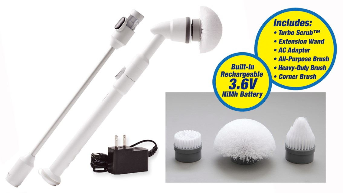 Turbo Scrub 360 - Electric Spin Scrubber with 360° Rotation for Deep Cleaning - Perfect for Bathroom Tiles, Kitchen Sinks, Showers & Grout Cleaning