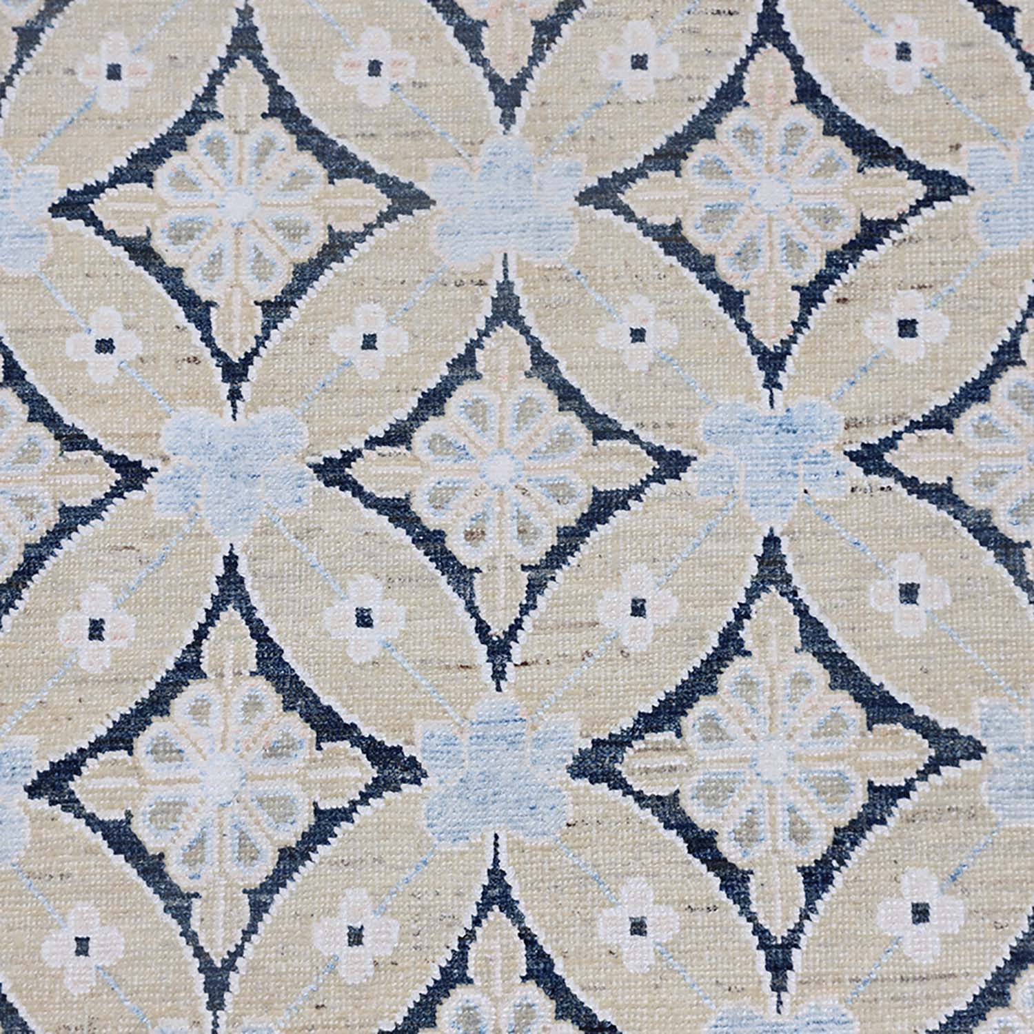 Blue Modern Wool Rug 9'1 x 12' - Soft & Durable Area Rug for Living Room, Bedroom, or Office Decor