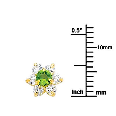 14K Yellow Gold Cubic Zirconia Flower Stud Earrings for Women - Elegant Floral Jewelry Gift for Birthday, Anniversary & Special Occasions